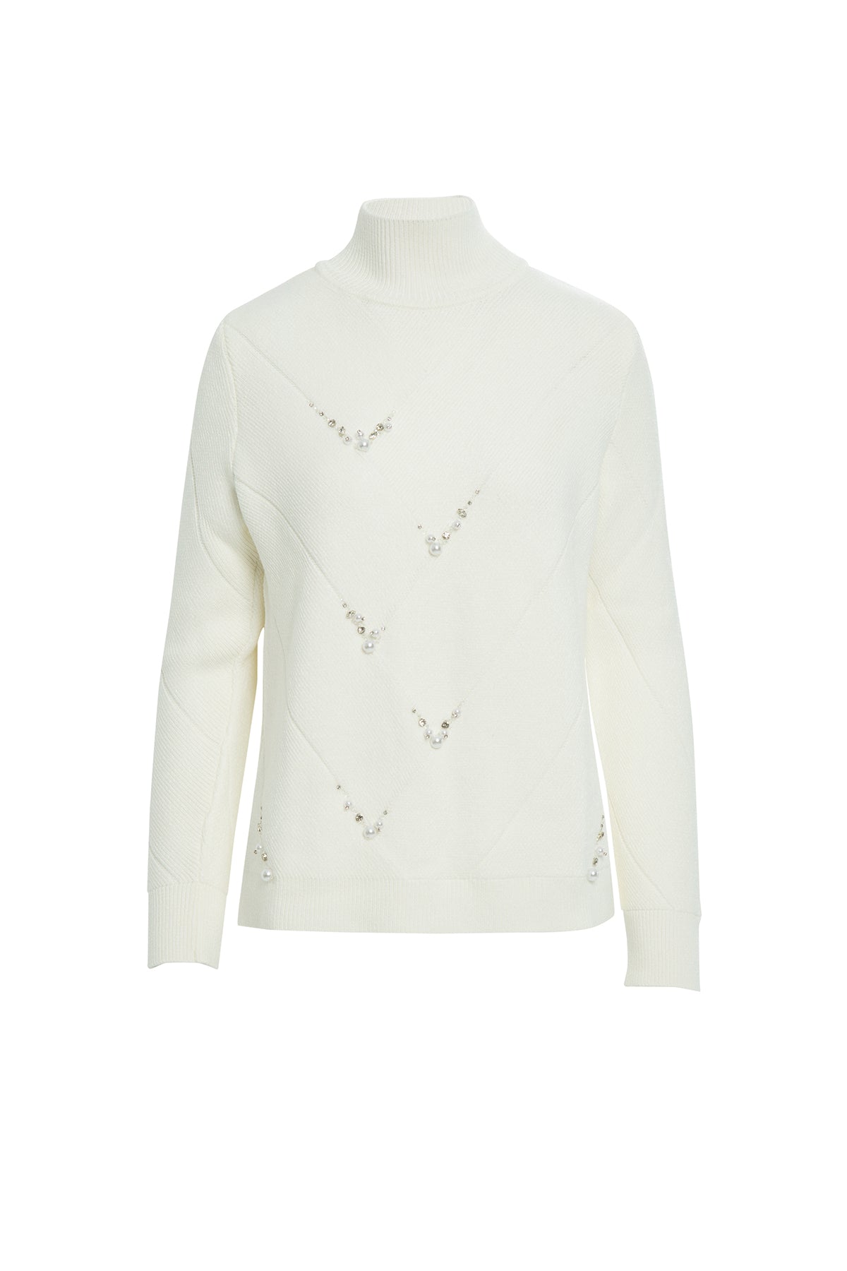 Boncuk İşlemeli Balıkçı Yaka Triko Kazak