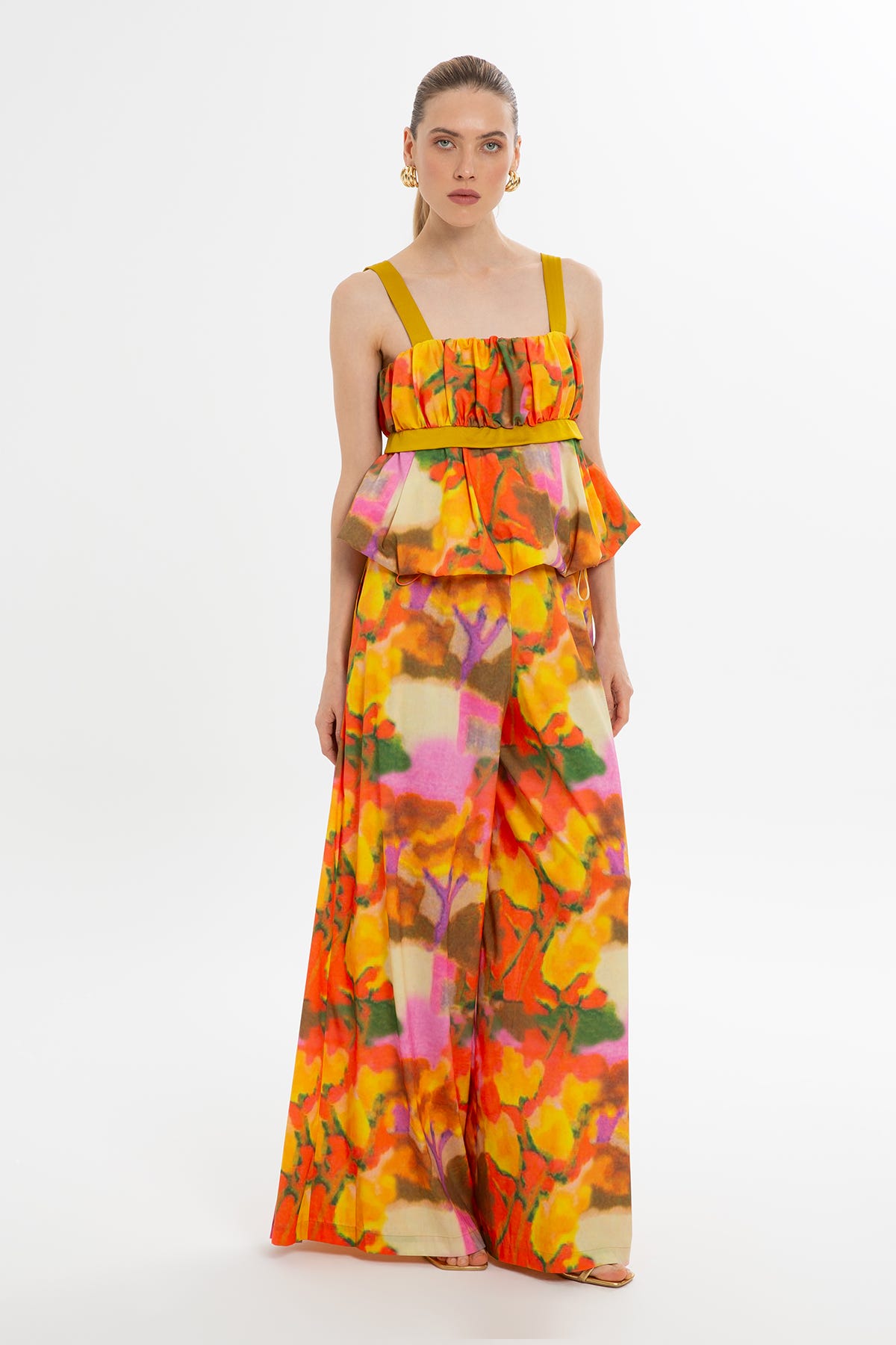 Kalın Askılı Renkli Balon Bluz