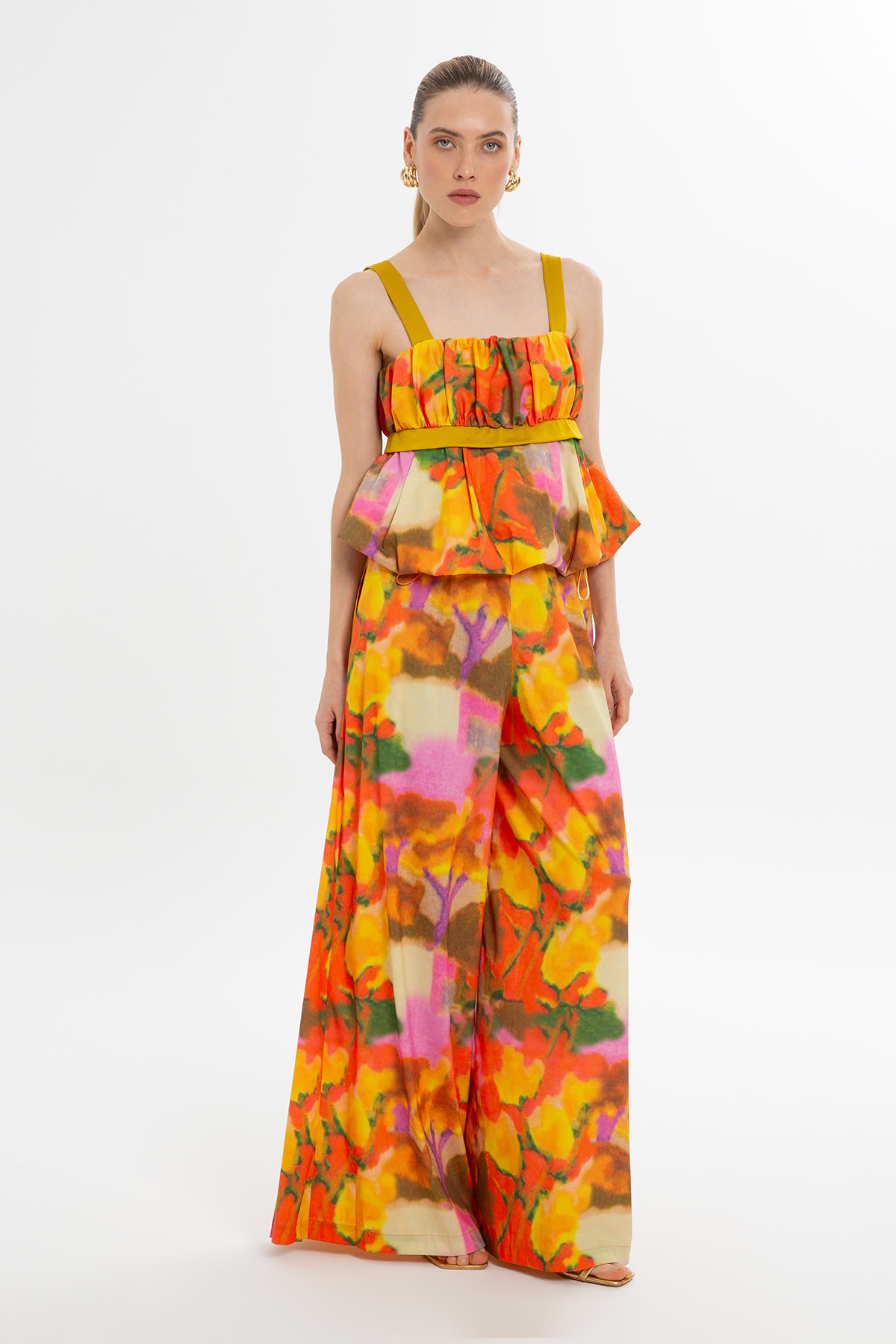 Kalın Askılı Renkli Balon Bluz