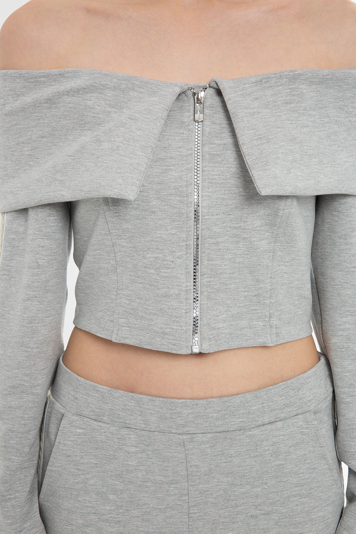 Kolları Şeritli Kayık Yaka Bluz