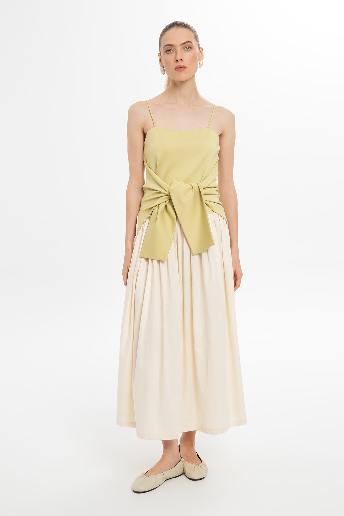 İnce Askılı Maxi Kloş Elbise