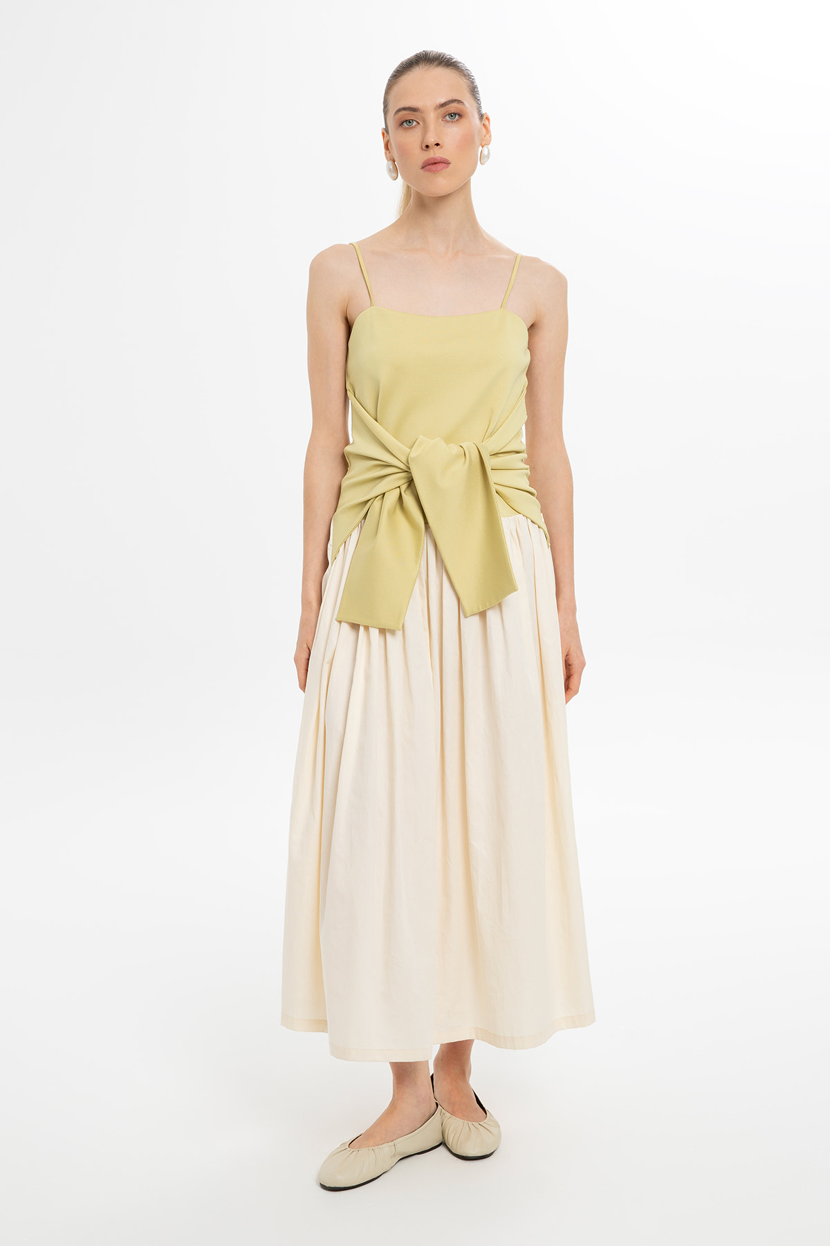 İnce Askılı Maxi Kloş Elbise