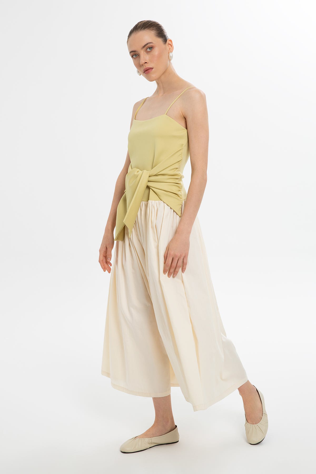 İnce Askılı Maxi Kloş Elbise