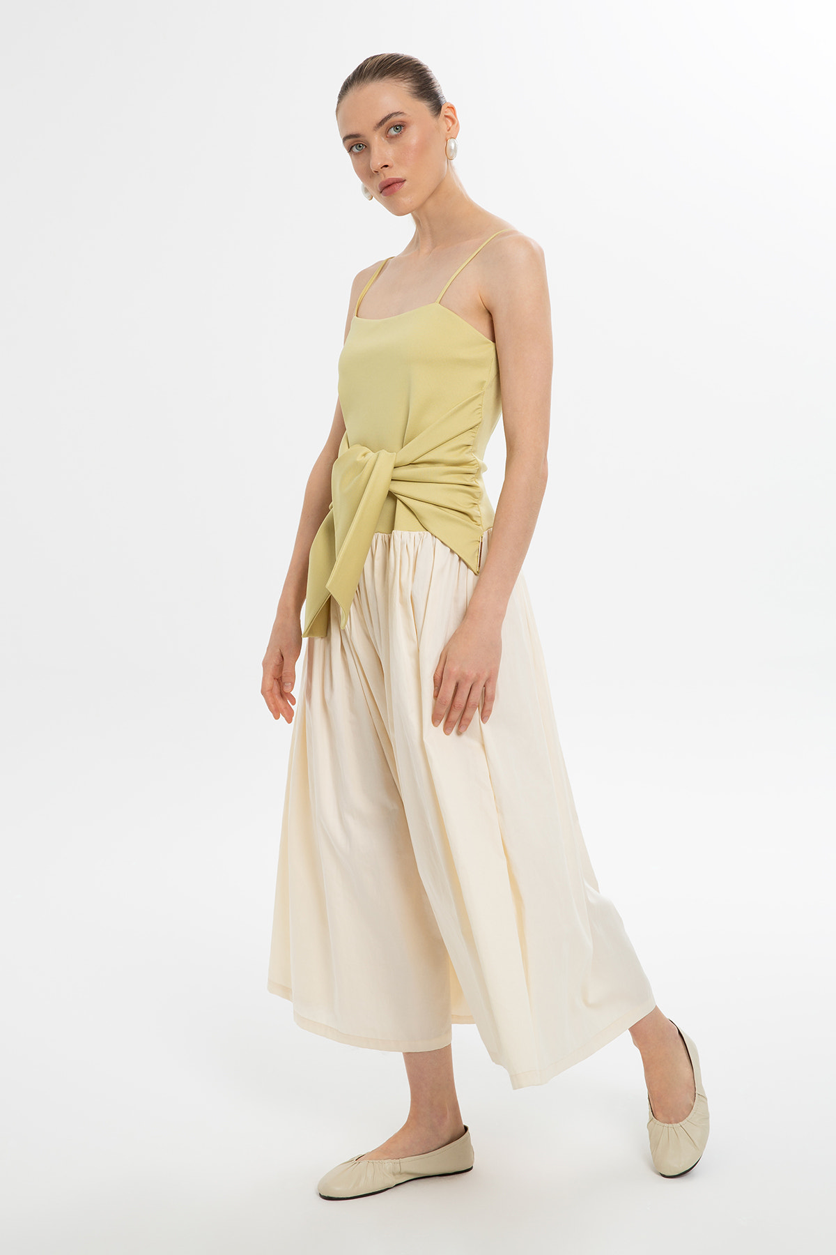 İnce Askılı Maxi Kloş Elbise