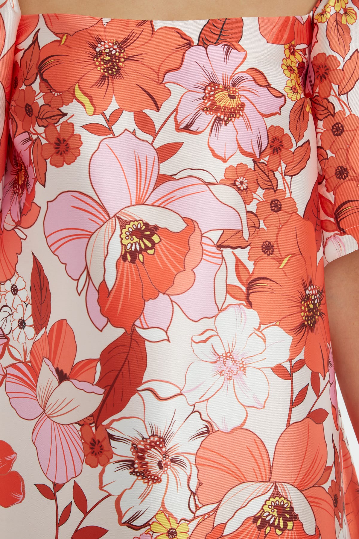 Omuzları Açık Desenli Renkli Midi Elbise