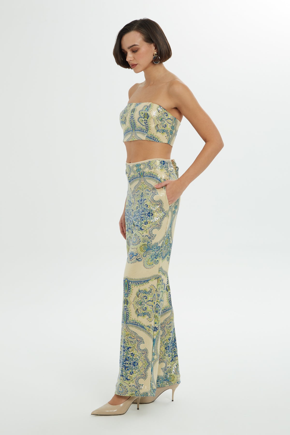 Payetli Desenli Büstiyer