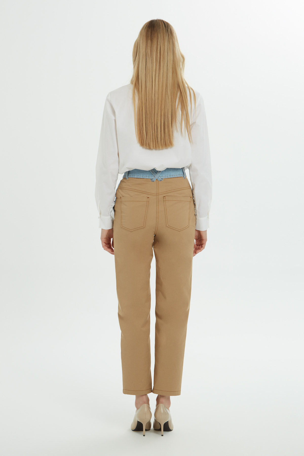 Çift Renk Detaylı Pantalon