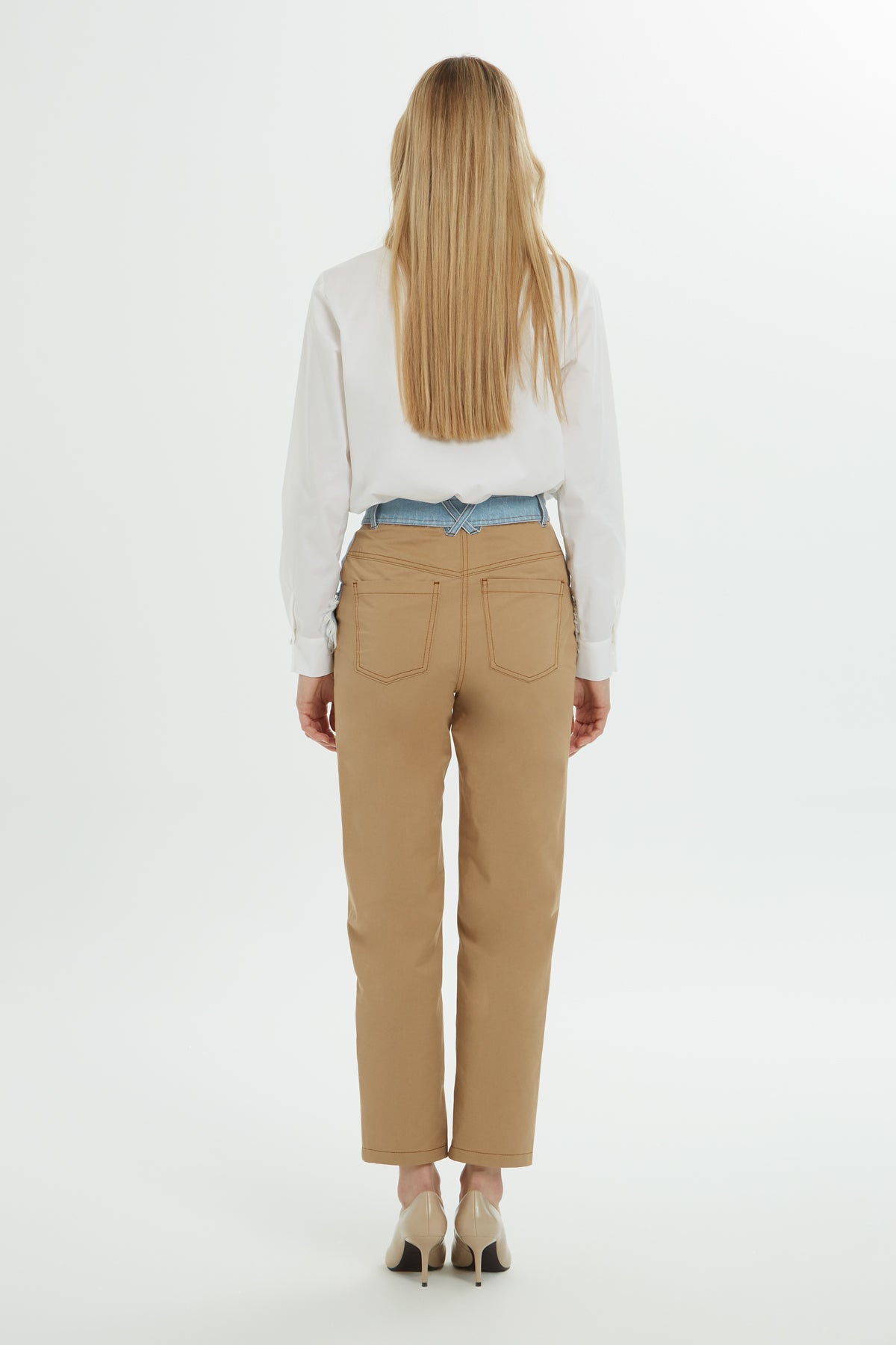 Çift Renk Detaylı Pantalon