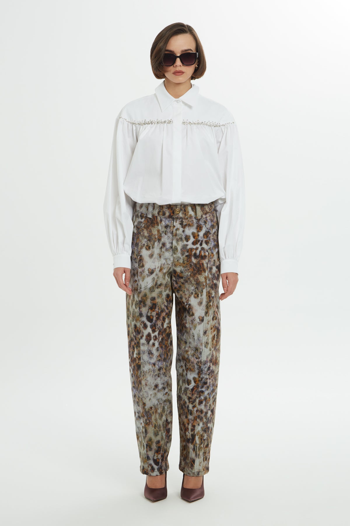 Leopar Desenli Rahat Kesim Pantolon