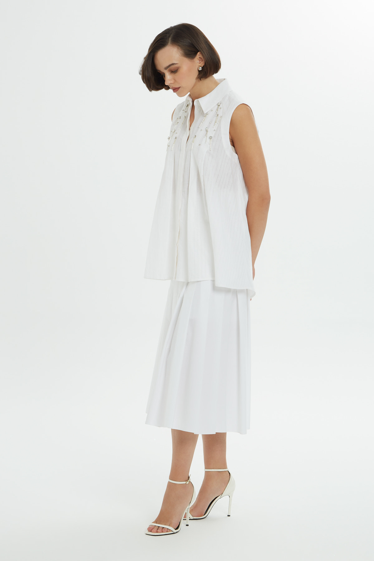 Gömlek Yakalı Pili Detaylı Gömlek