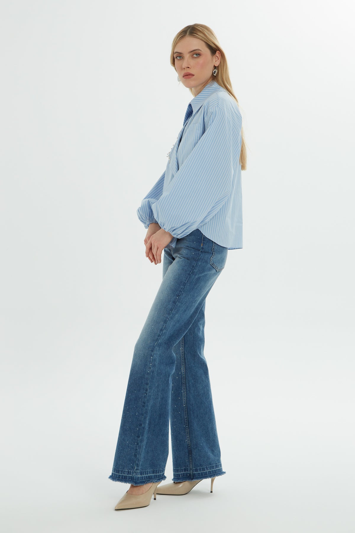 İşlemeli Uzun Kollu Gömlek