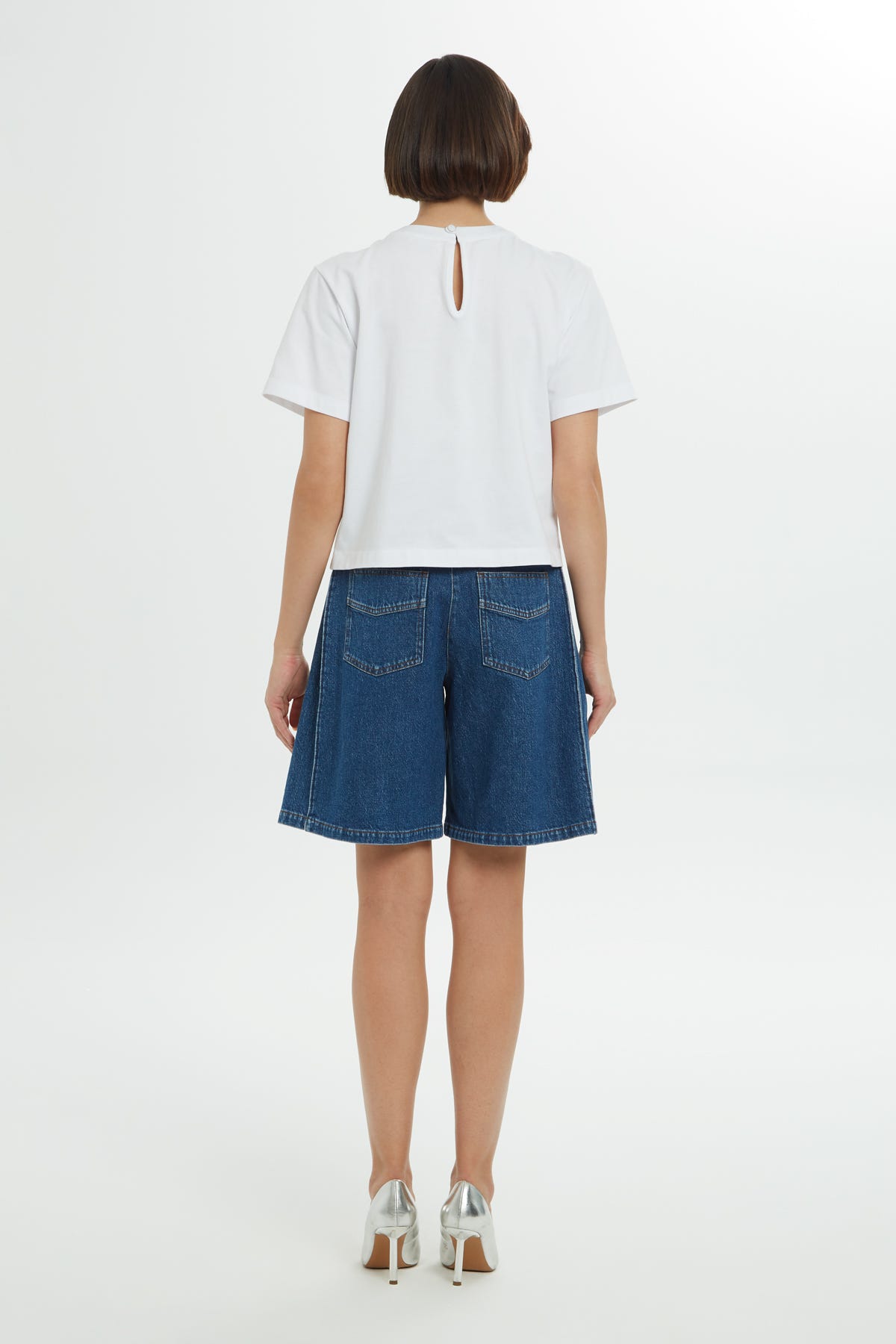 Denim Detaylı İşlemeli Bluz