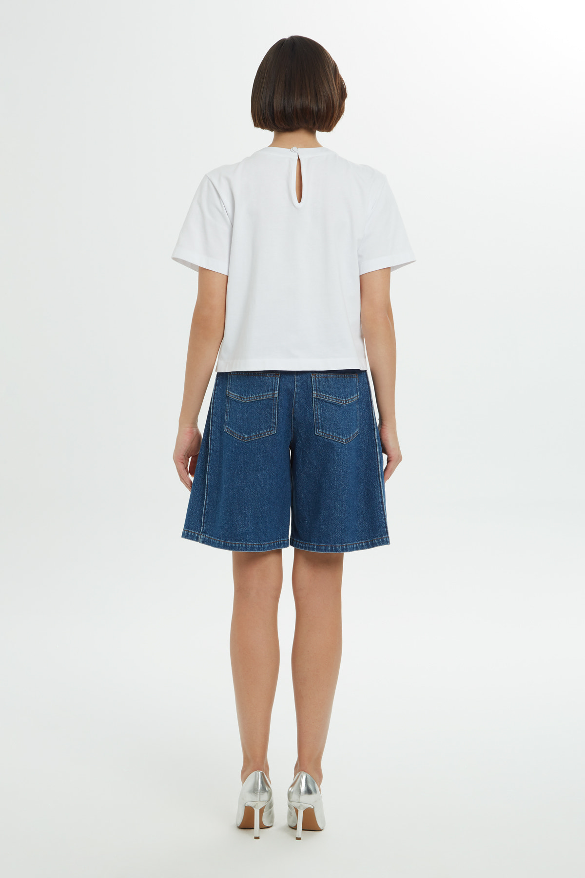 Denim Detaylı İşlemeli Bluz