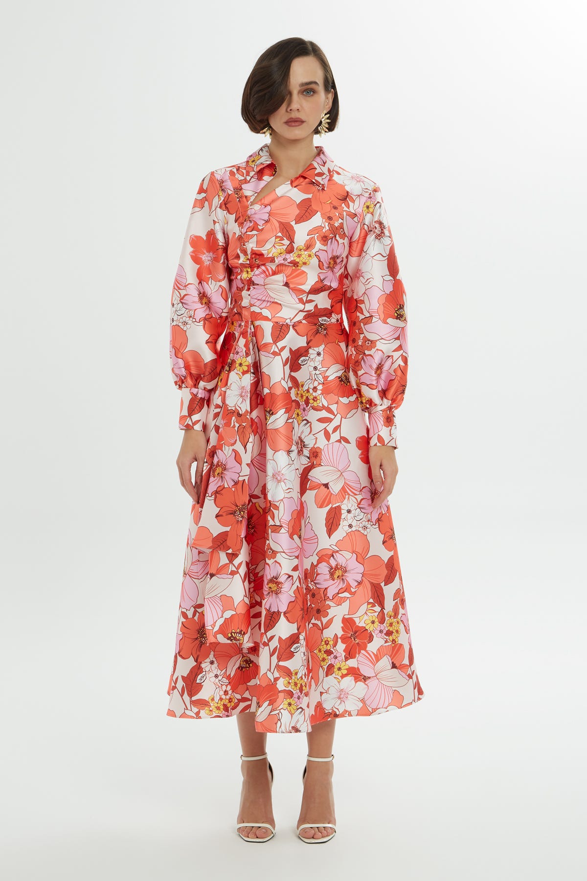 Desenli Renkli Maxi Elbise