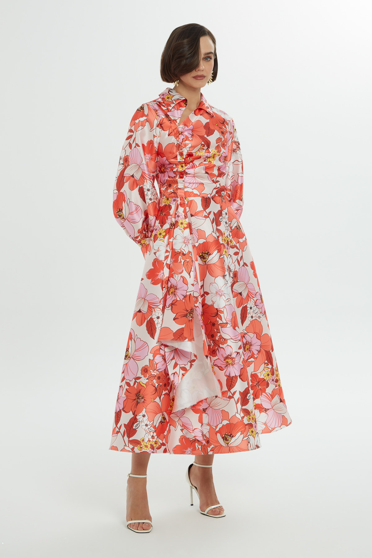 Desenli Renkli Maxi Elbise