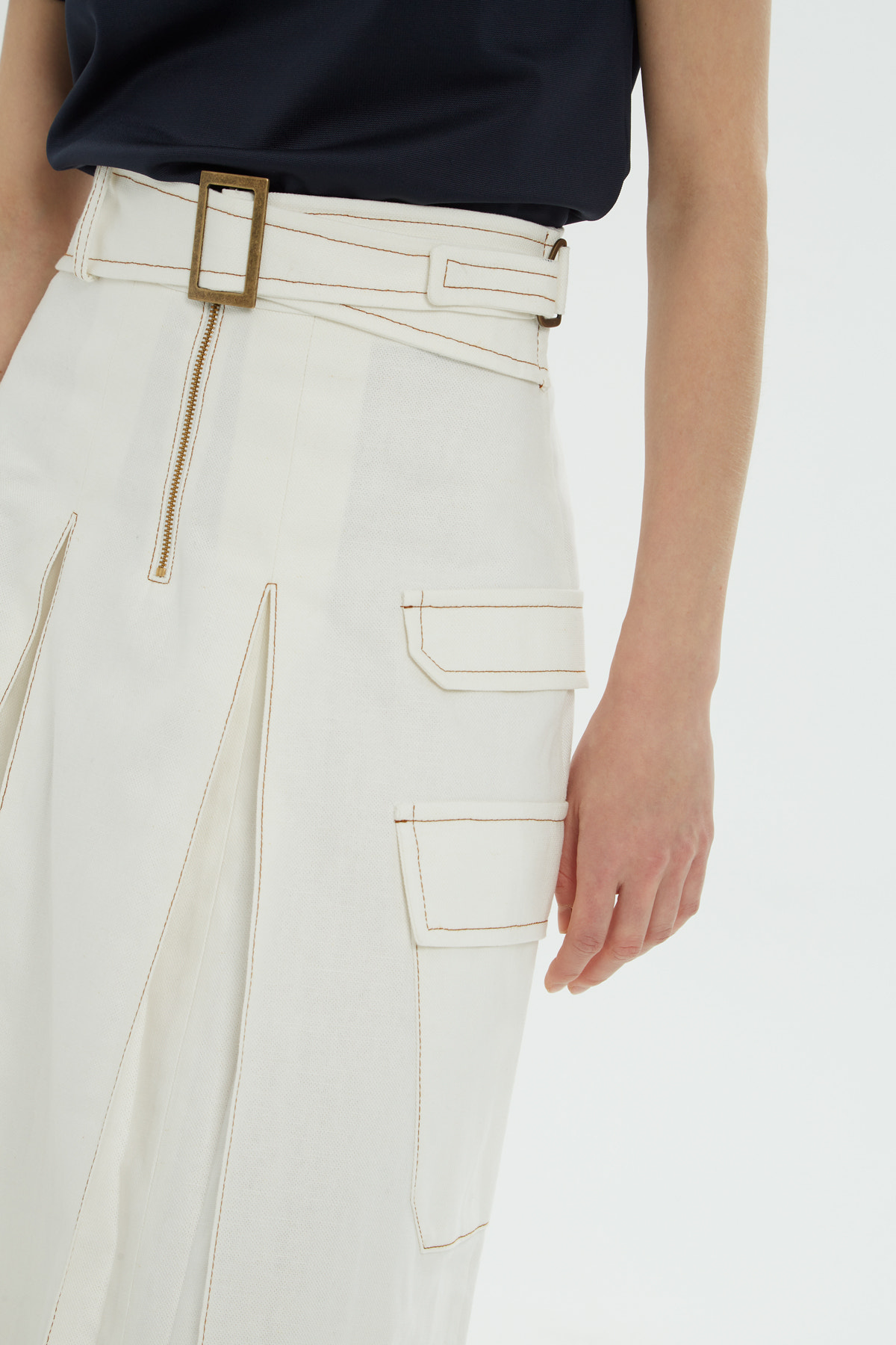 Cep Detaylı A Form Midi Etek