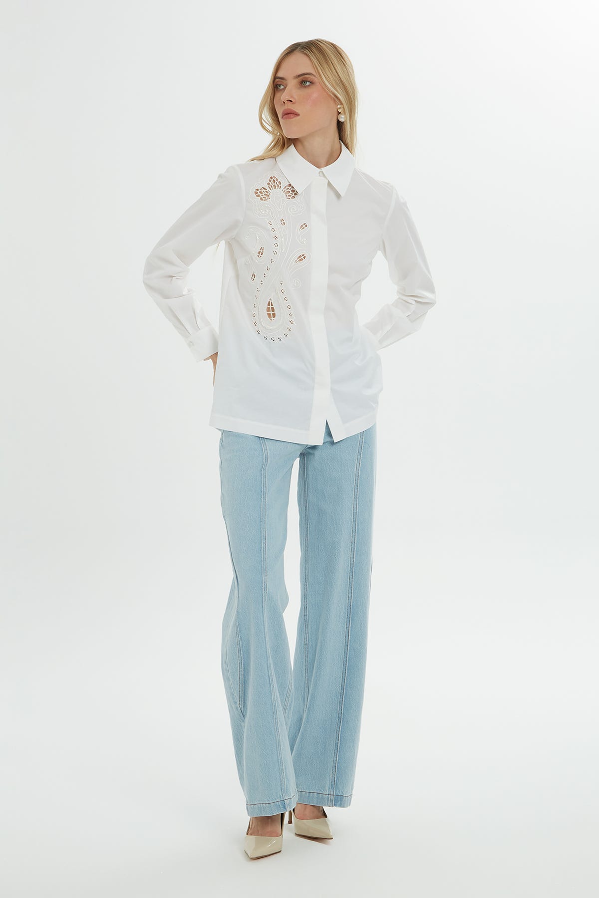 Delikli Uzun Kollu Gömlek