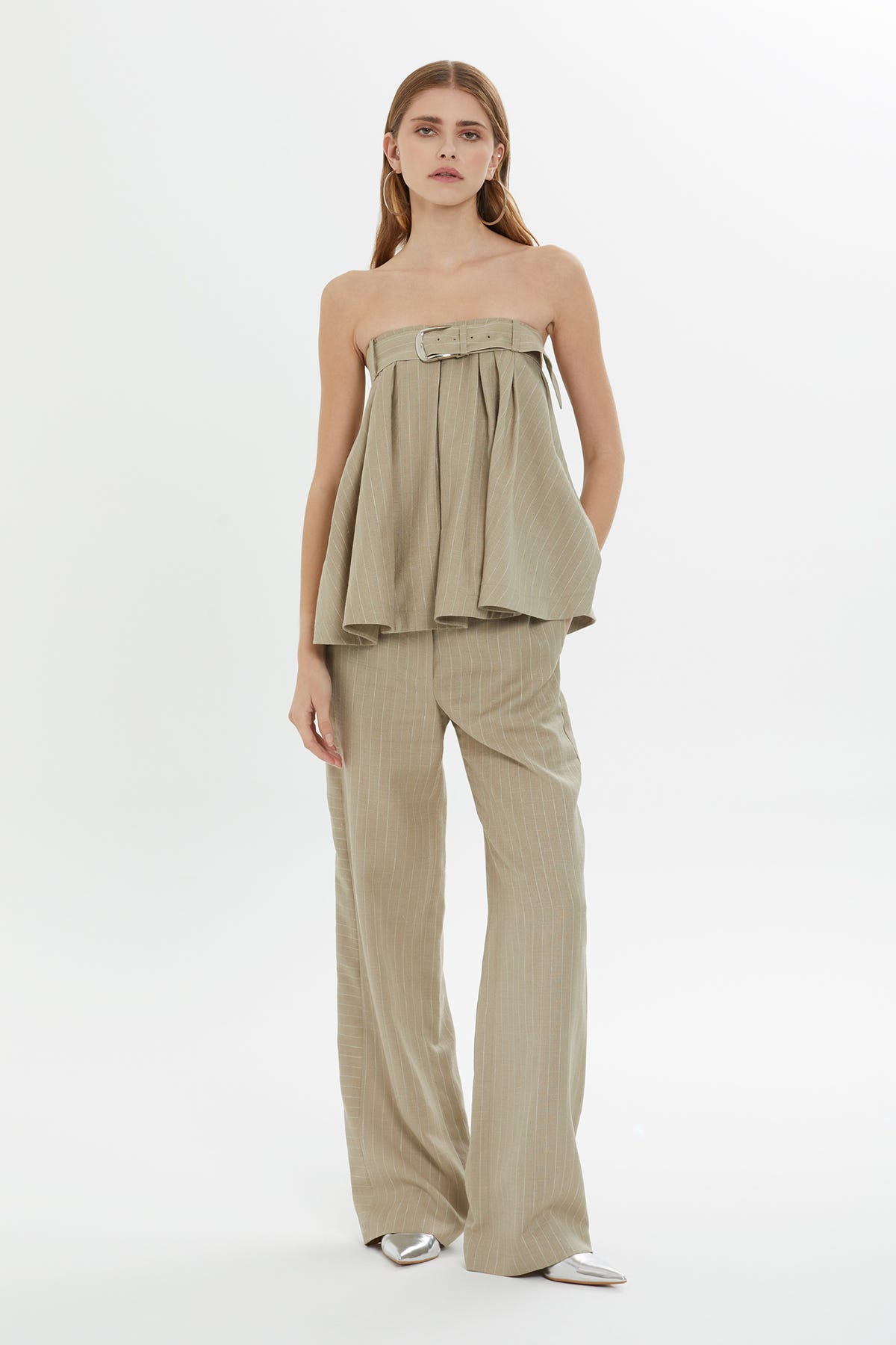 Straplez Bustiyerli Ve Pantolonlu Takım