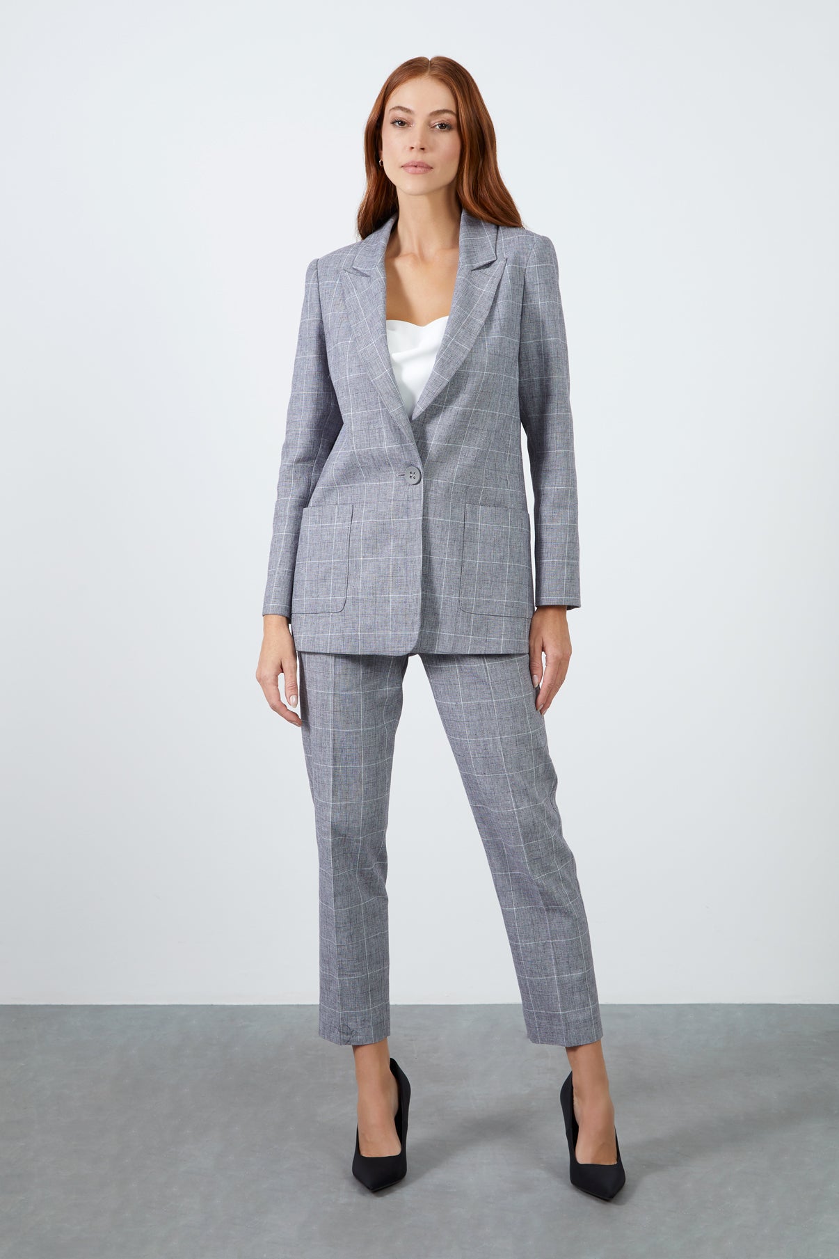 Cepli Ekose Ceket Ve Bilekte Pantolonlu Takım