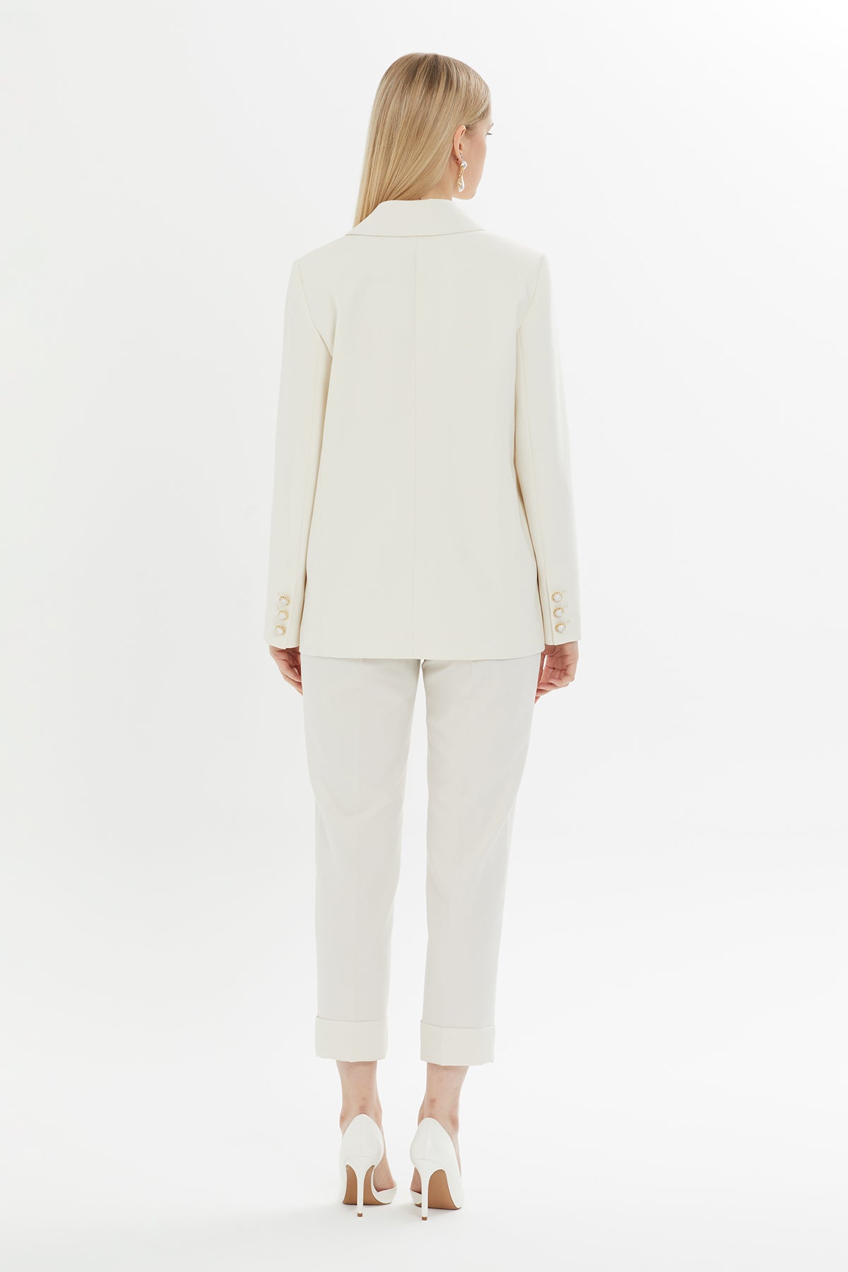 Kruvaze Kapamalı Double Paça Pantolonlu Takım