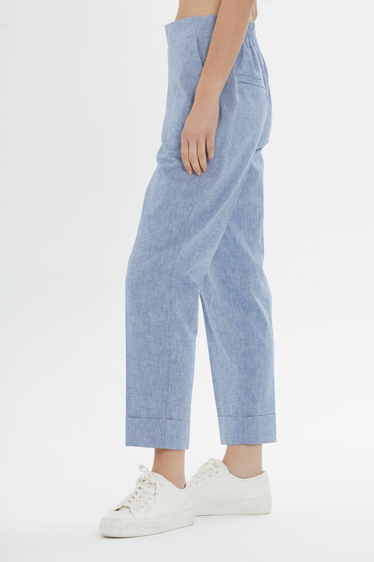 Bel Lastik Detaylı Double Paçalı Pantolon