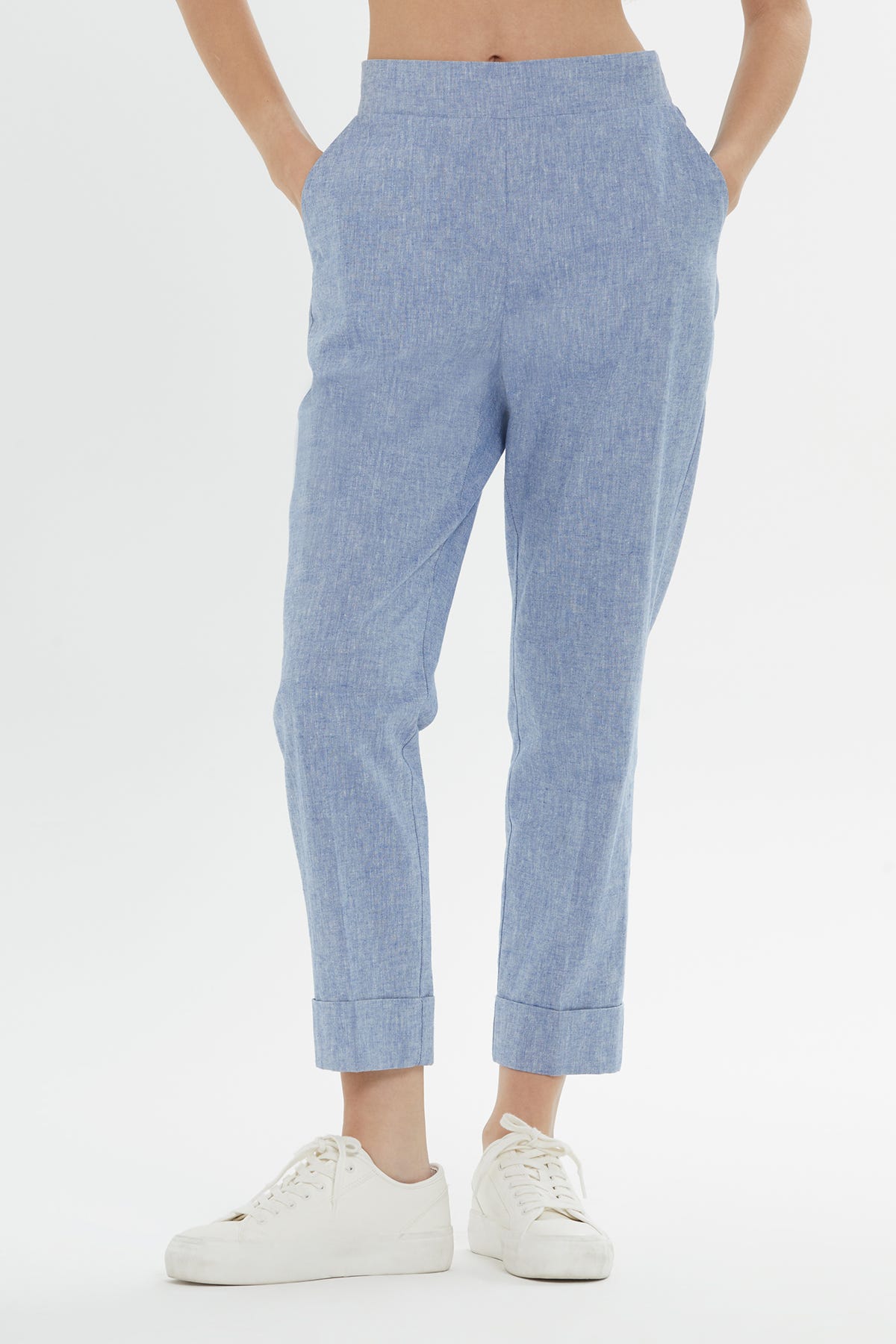 Bel Lastik Detaylı Double Paçalı Pantolon