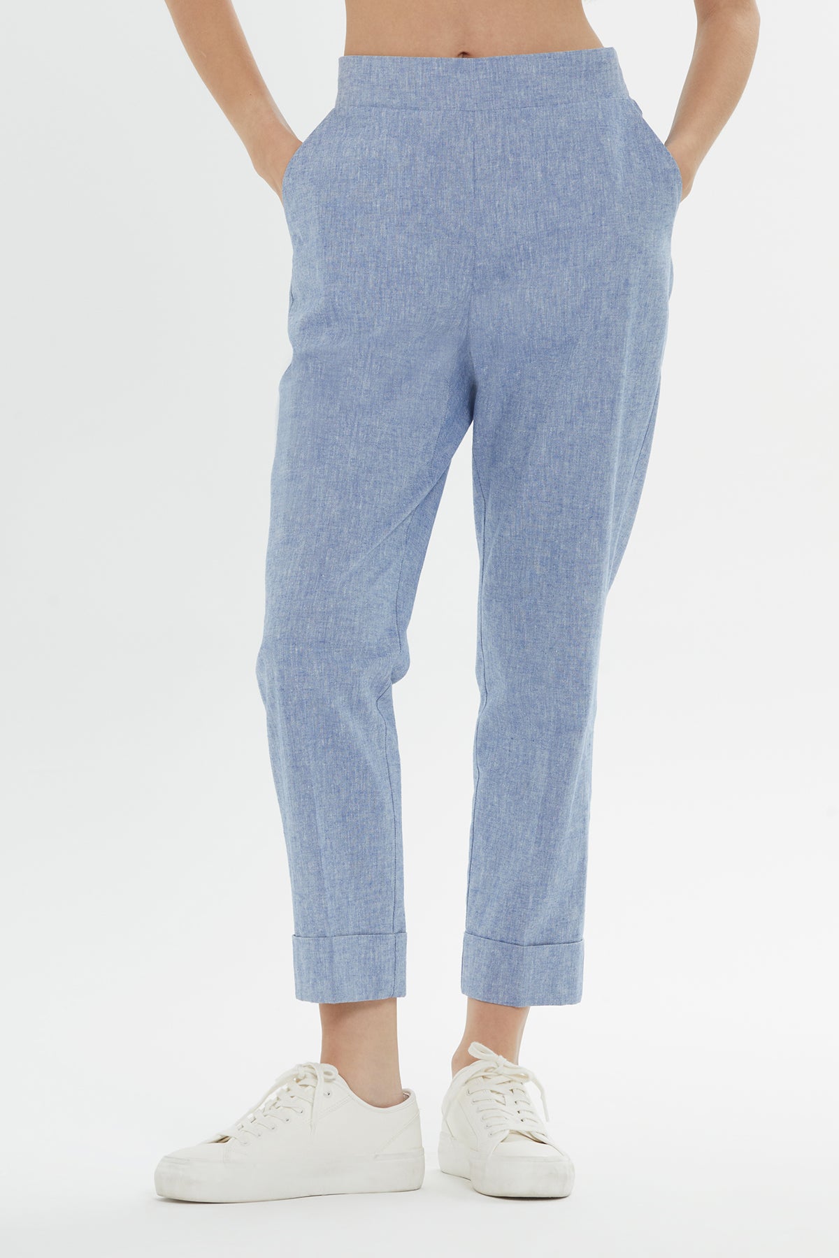 Bel Lastik Detaylı Double Paçalı Pantolon