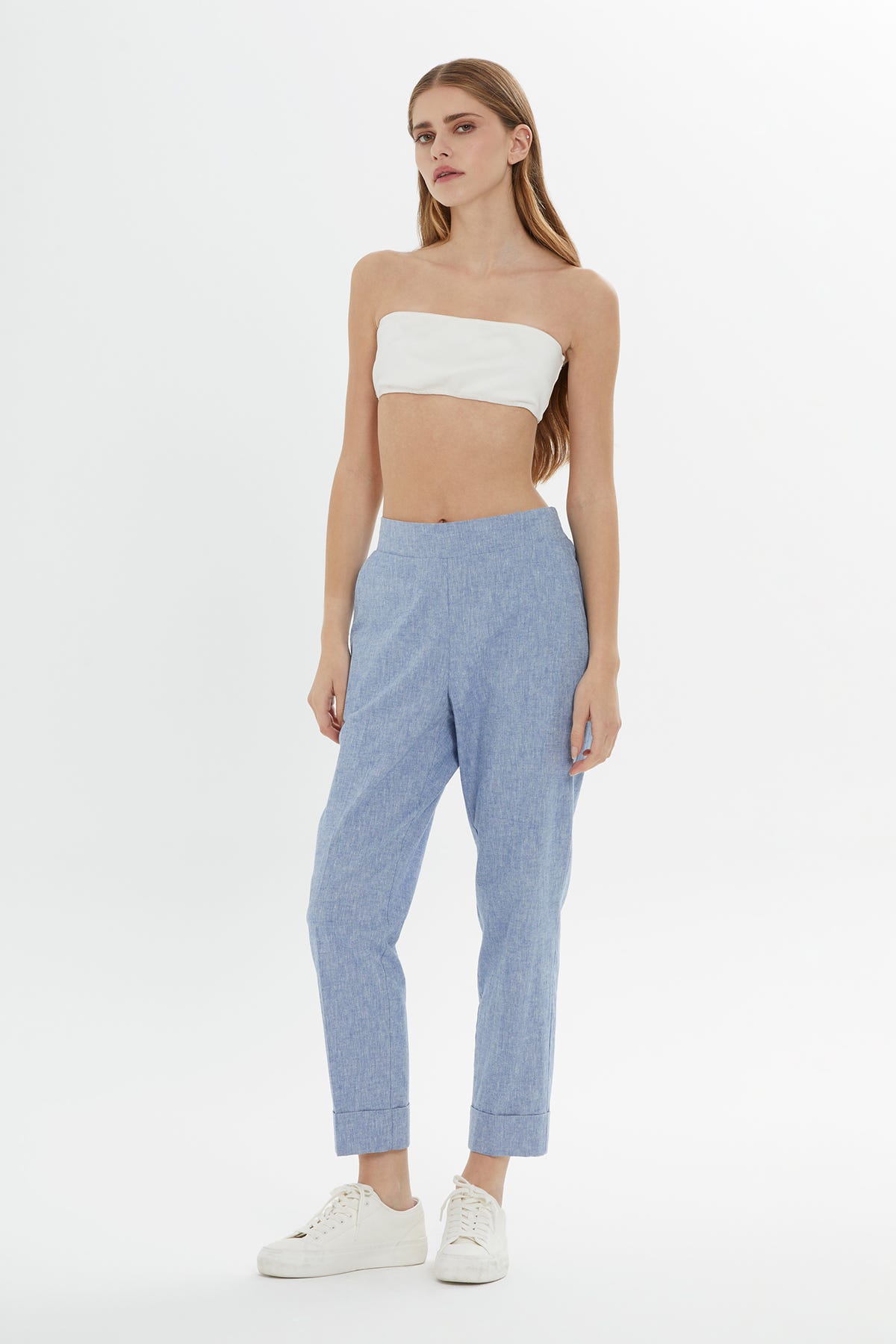 Bel Lastik Detaylı Double Paçalı Pantolon