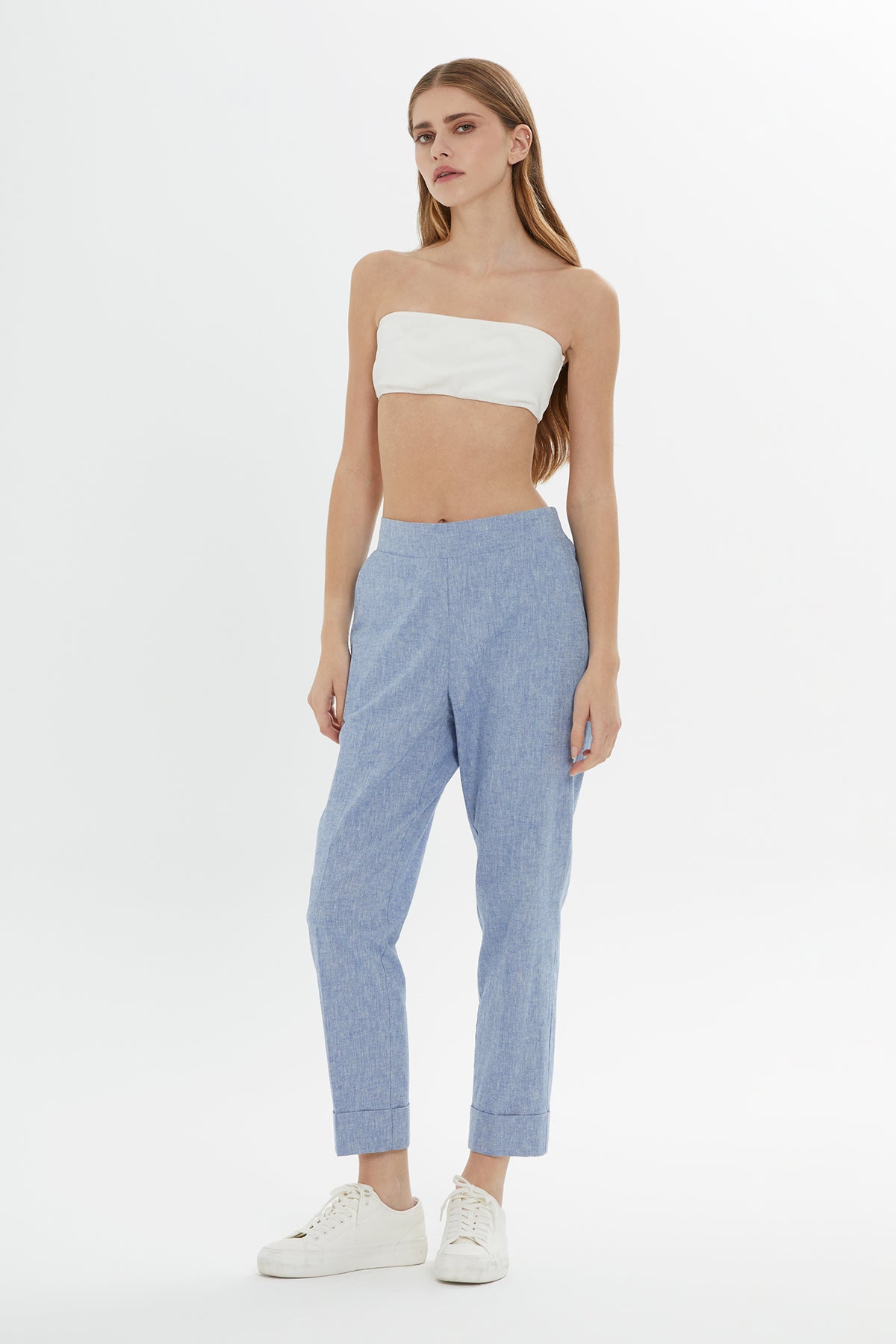 Bel Lastik Detaylı Double Paçalı Pantolon