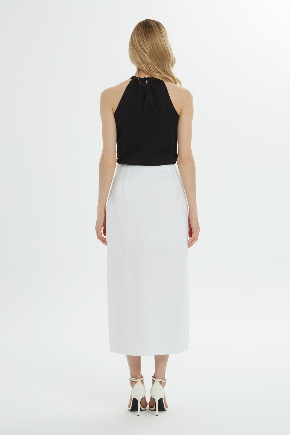 Nakışlı Astarlı Midi Etek