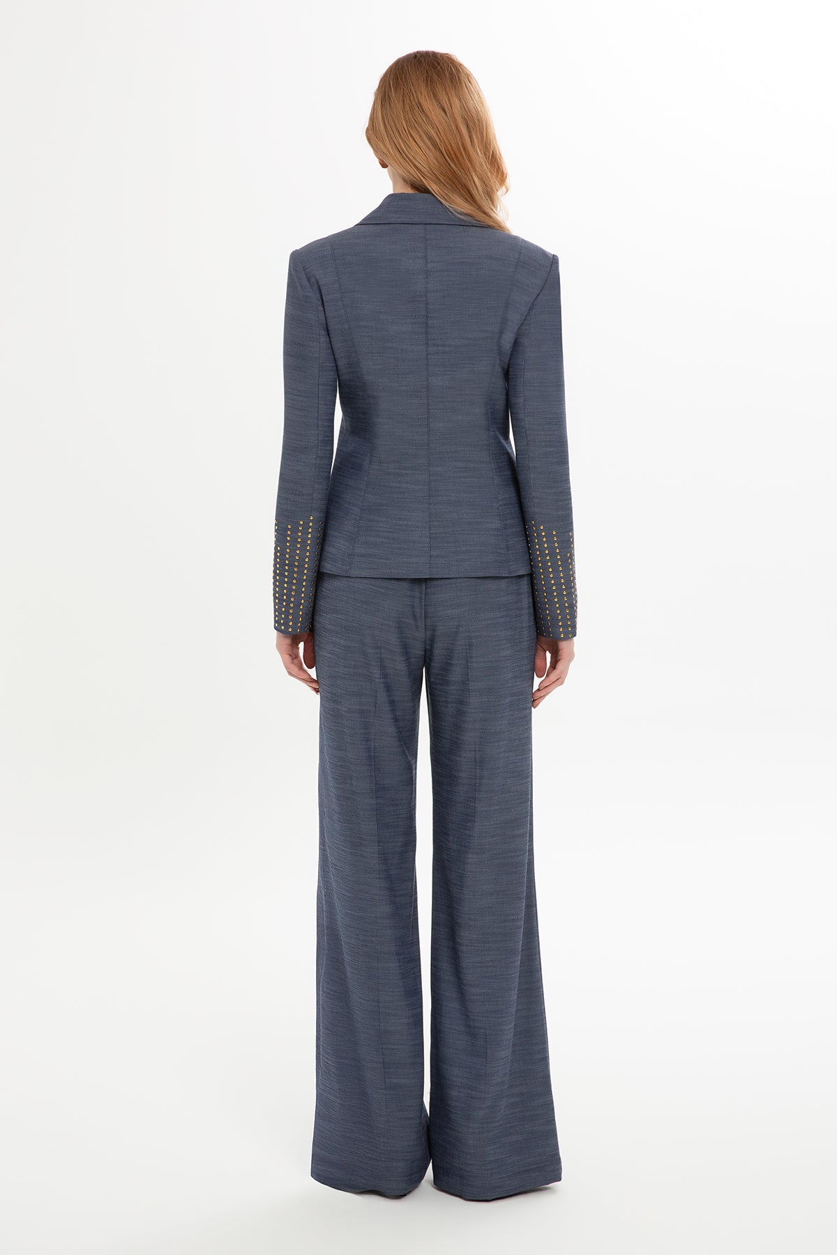 Detaylı Ceket Ve Geniş Paça Pantolonlu Takım