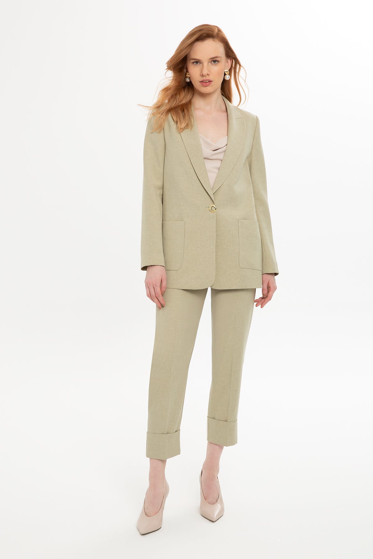 Kruvaze Ceket Ve Double Paça Pantolonlu Takım