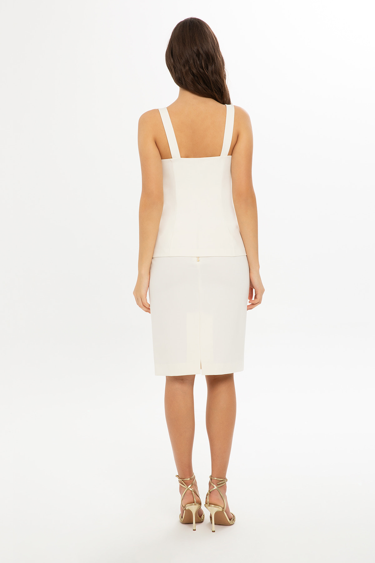 Kruvaze Kapamalı Yelek Ve Kalem Etekli Takım