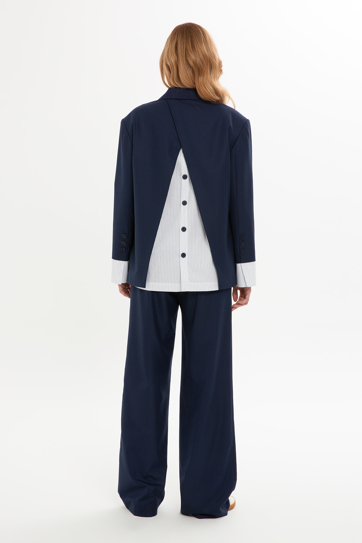 Gömlek Detaylı Ceket Ve Palazzo Pantolonlu Takım