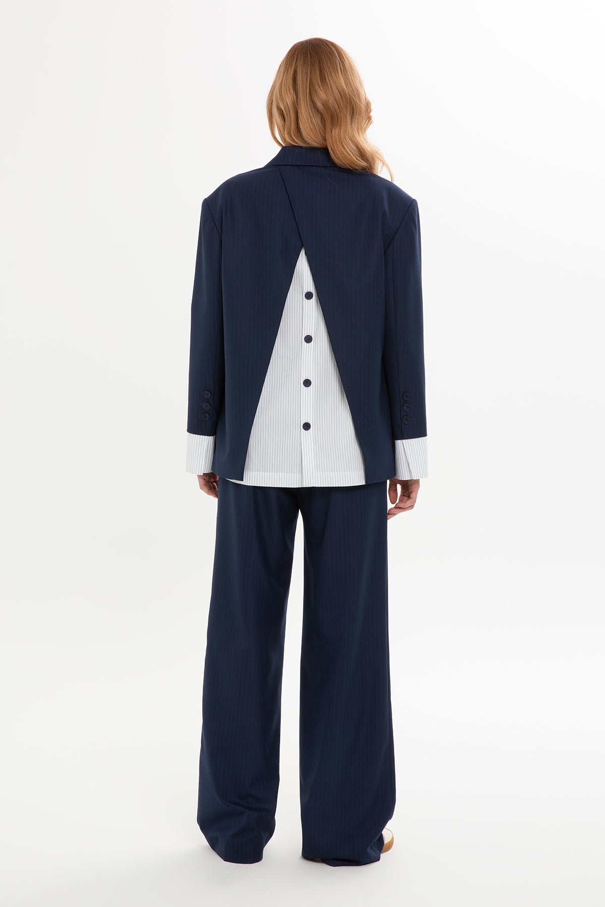 Gömlek Detaylı Ceket Ve Palazzo Pantolonlu Takım