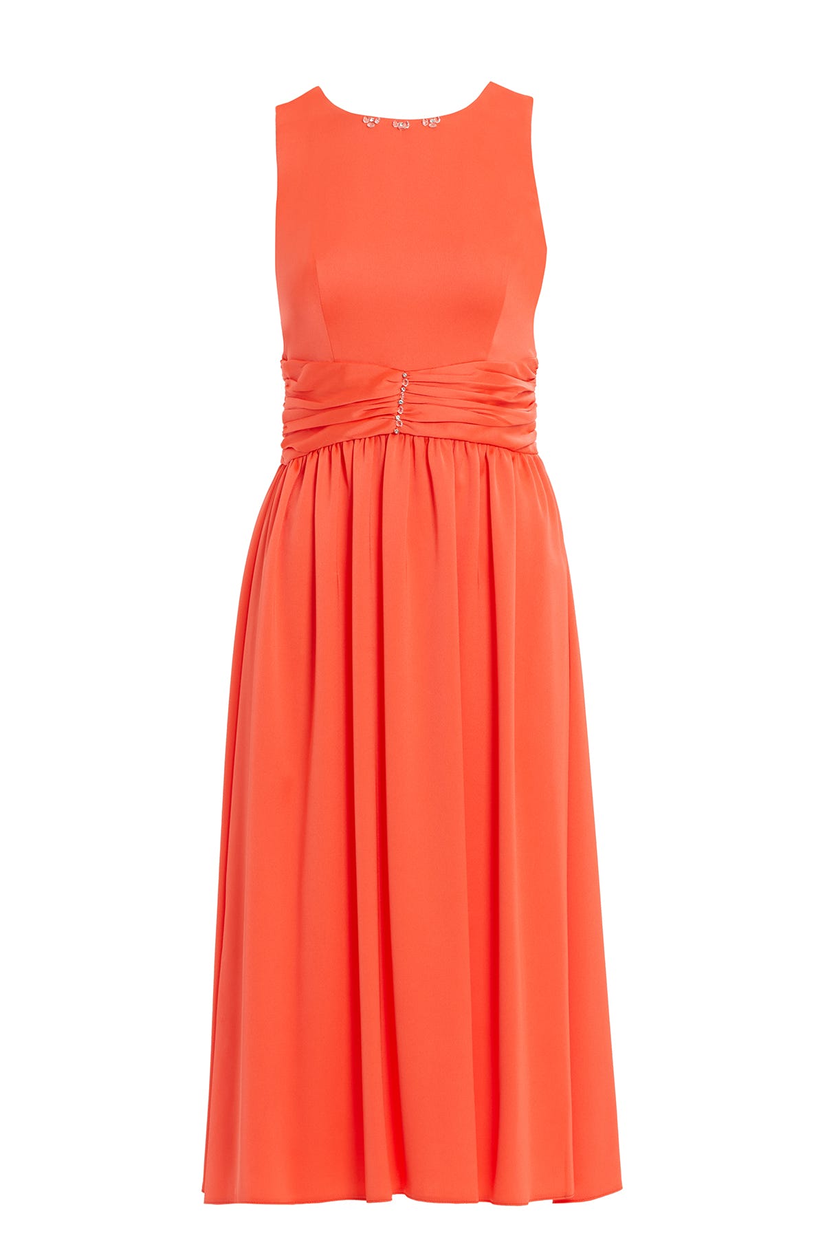 Beli Piliseli Ve İşleme Detaylı Eteği Kloş Abiye Midi Elbise