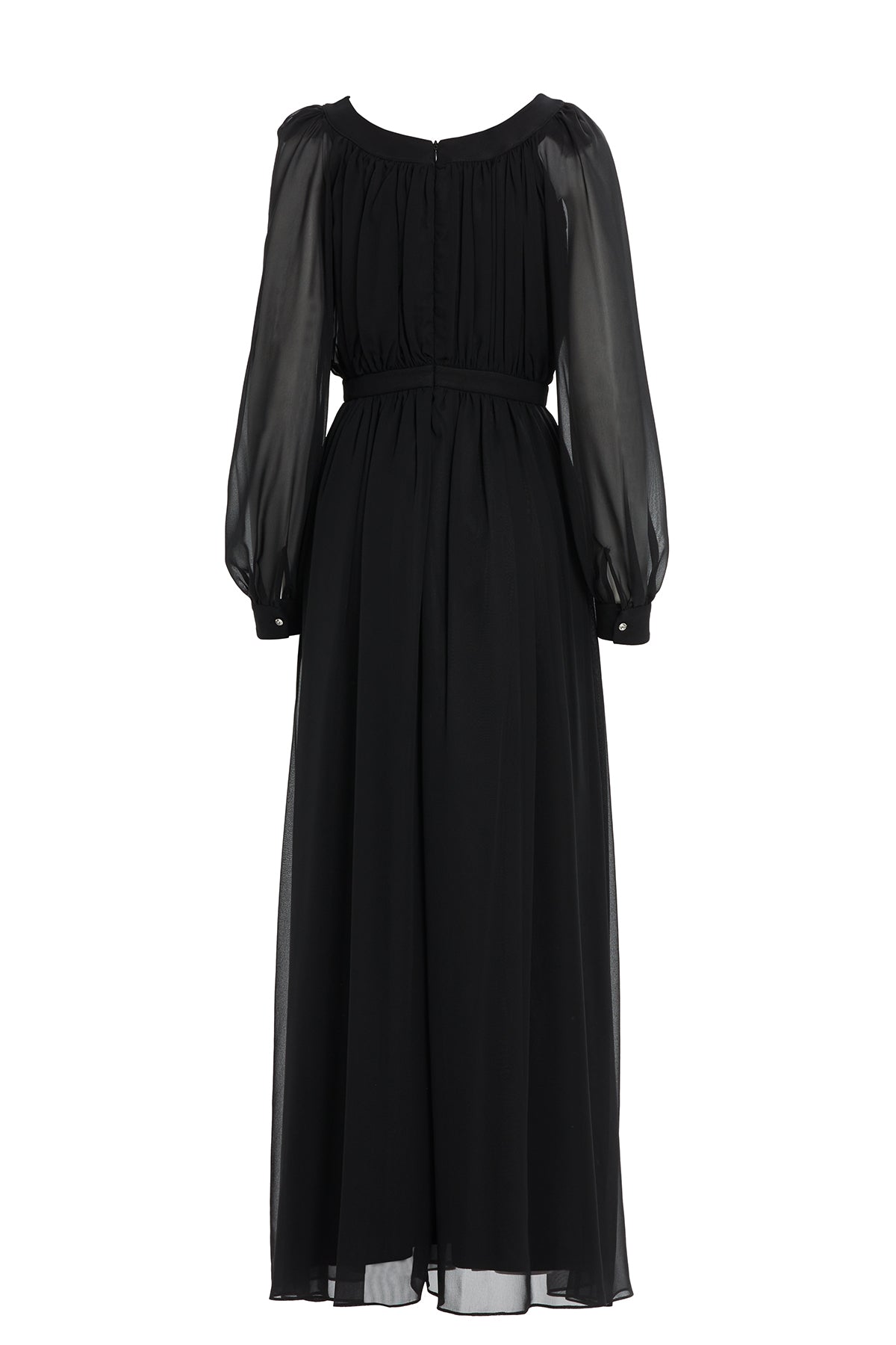 Büzgülü Yakası İşleme Detaylı Eteği Kloş Abiye Uzun Elbise