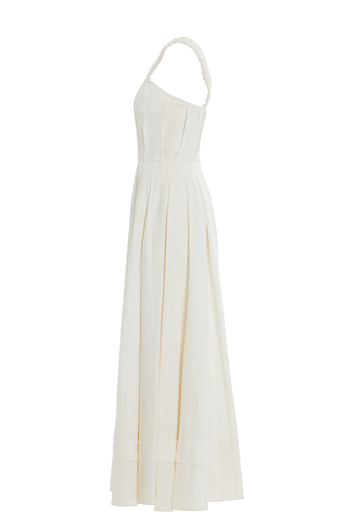 Askıları İşlemeli Eteği Pilikaşeli Uzun Elbise