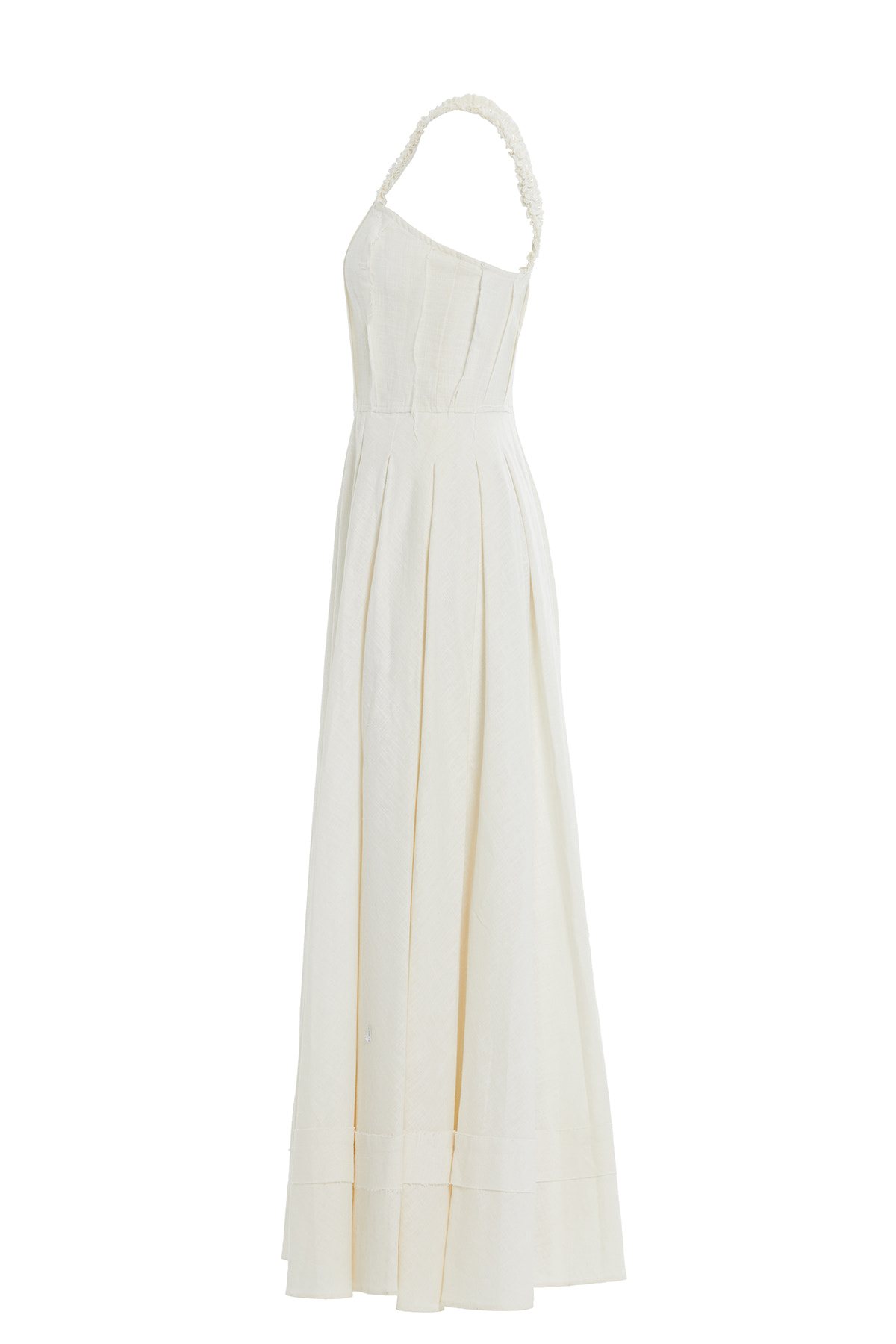 Askıları İşlemeli Eteği Pilikaşeli Uzun Elbise