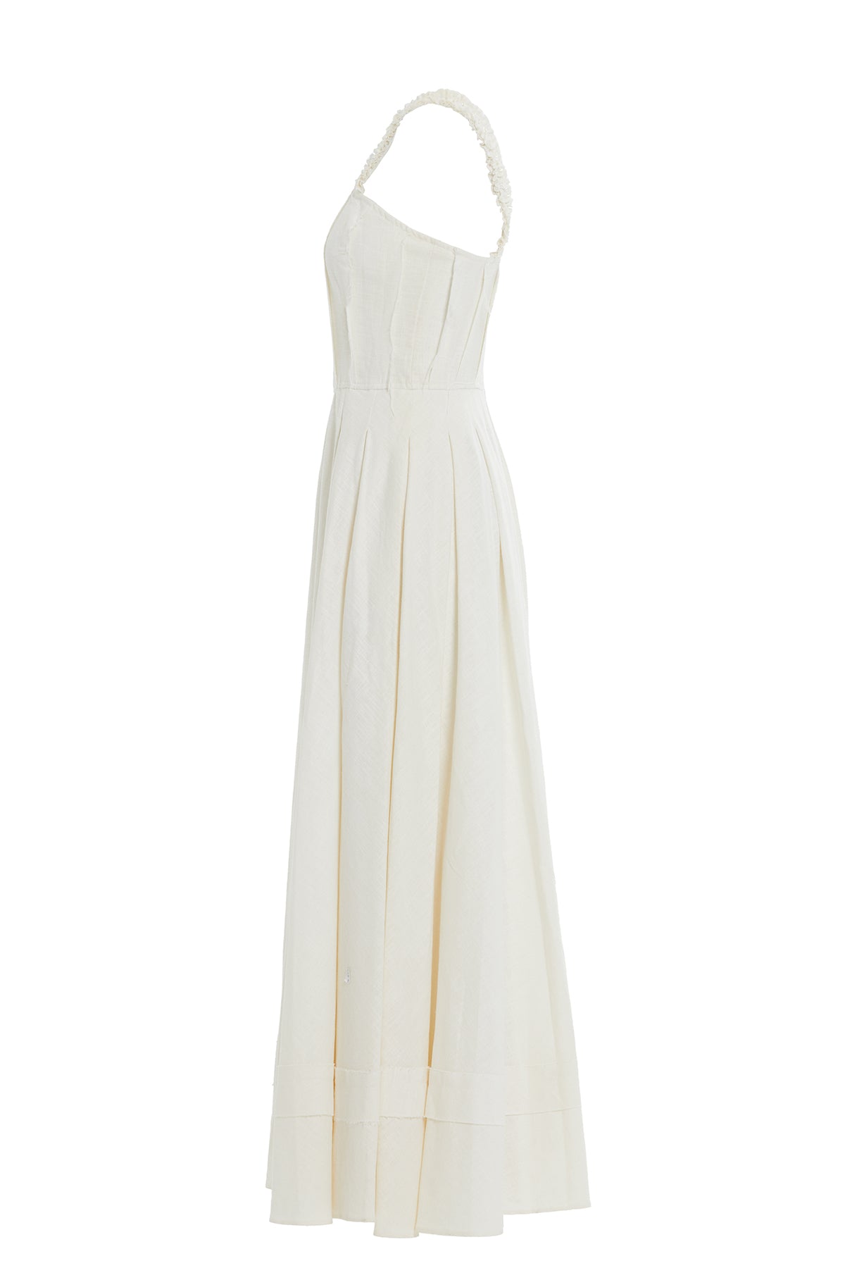 Askıları İşlemeli Eteği Pilikaşeli Uzun Elbise