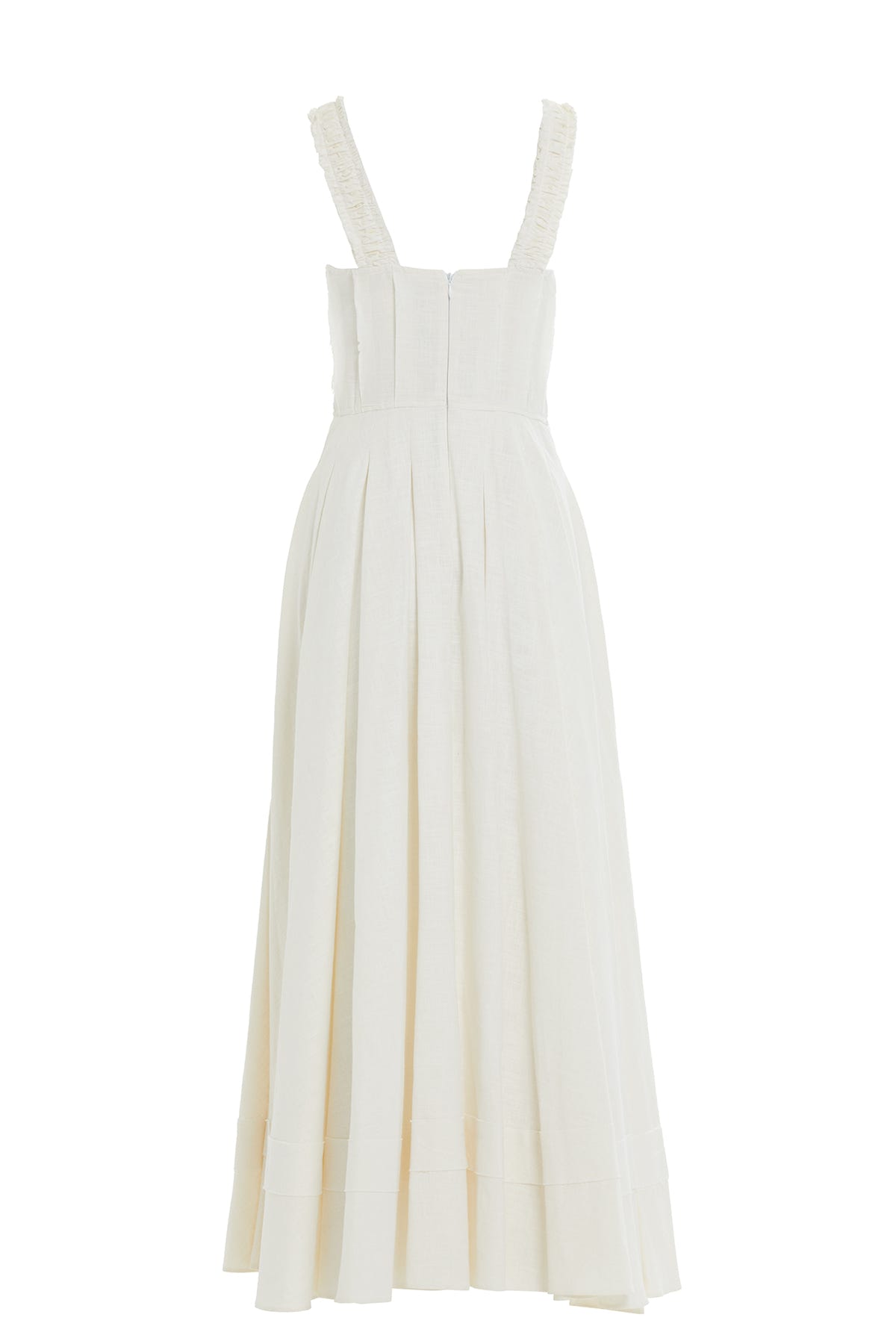 Askıları İşlemeli Eteği Pilikaşeli Uzun Elbise