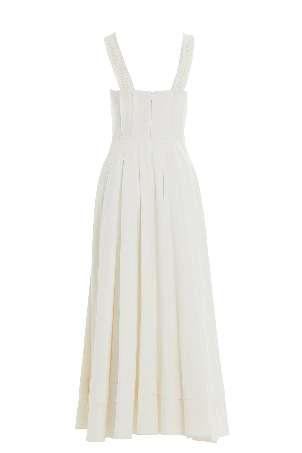 Askıları İşlemeli Eteği Pilikaşeli Uzun Elbise