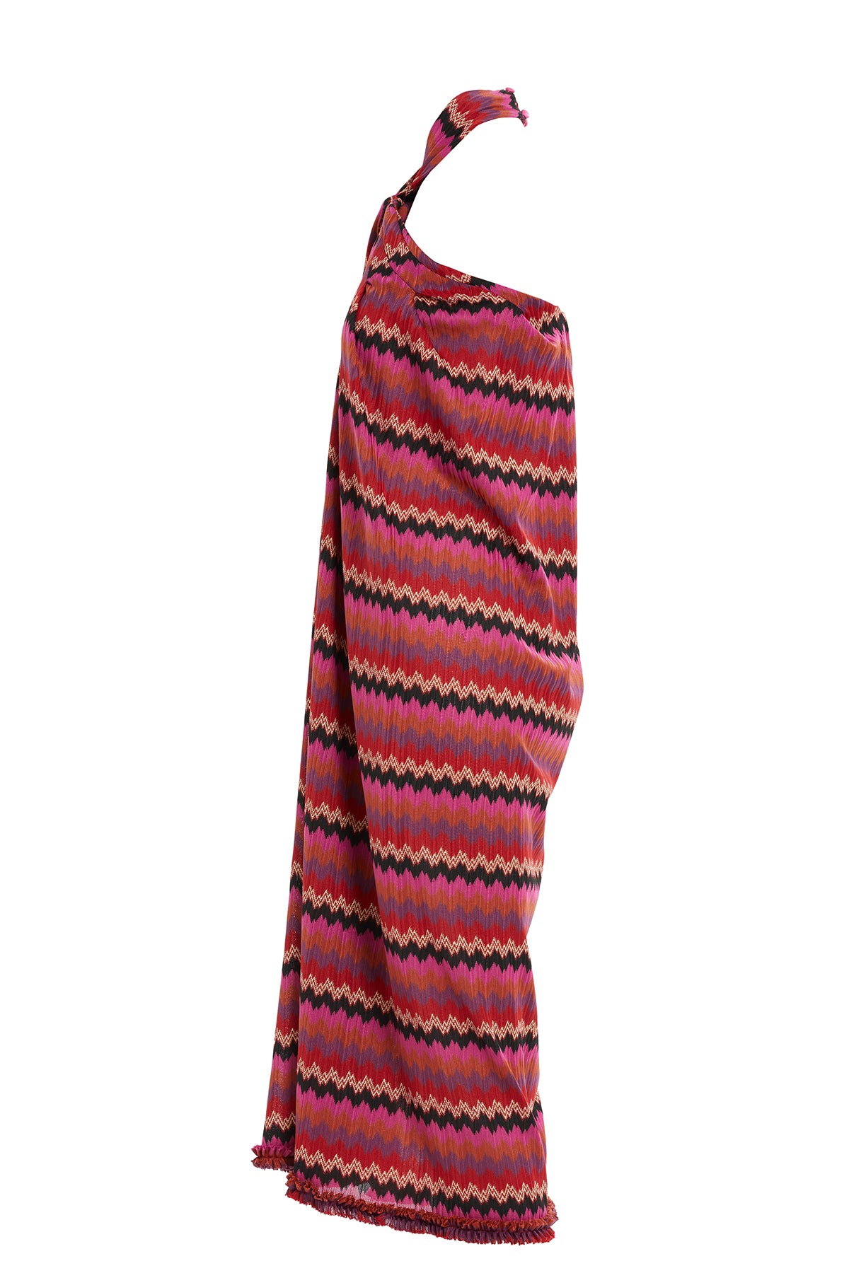 Boyundan Bağlamalı Renkli Midi Elbise