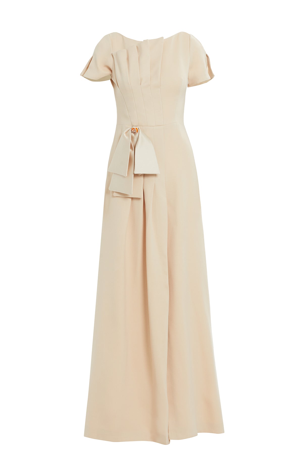 Pili Katlamalı Seyyar Broşlu Elbise