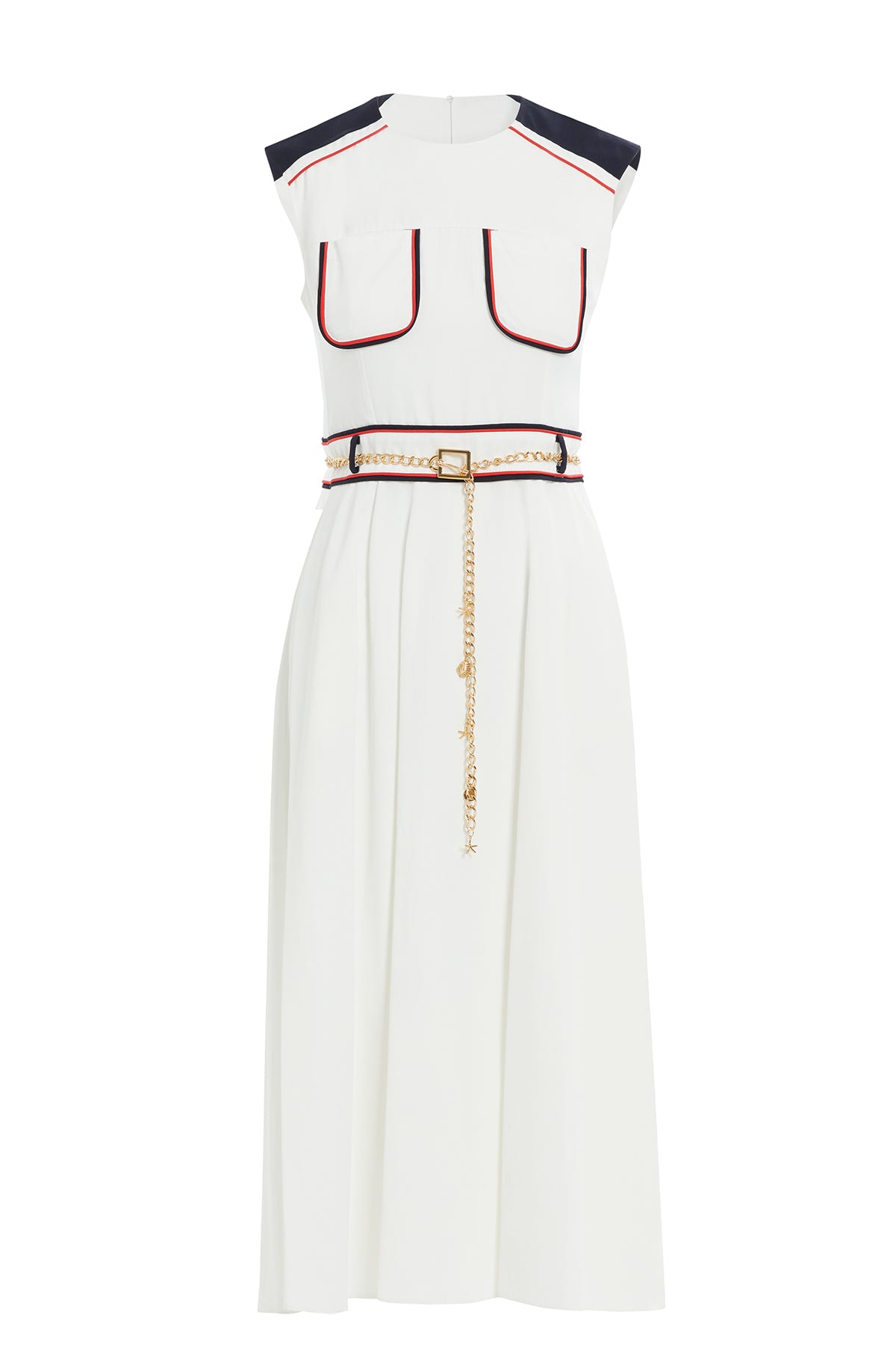 Beli Zincir Aksesuar Kemerli Midi Boy Elbise