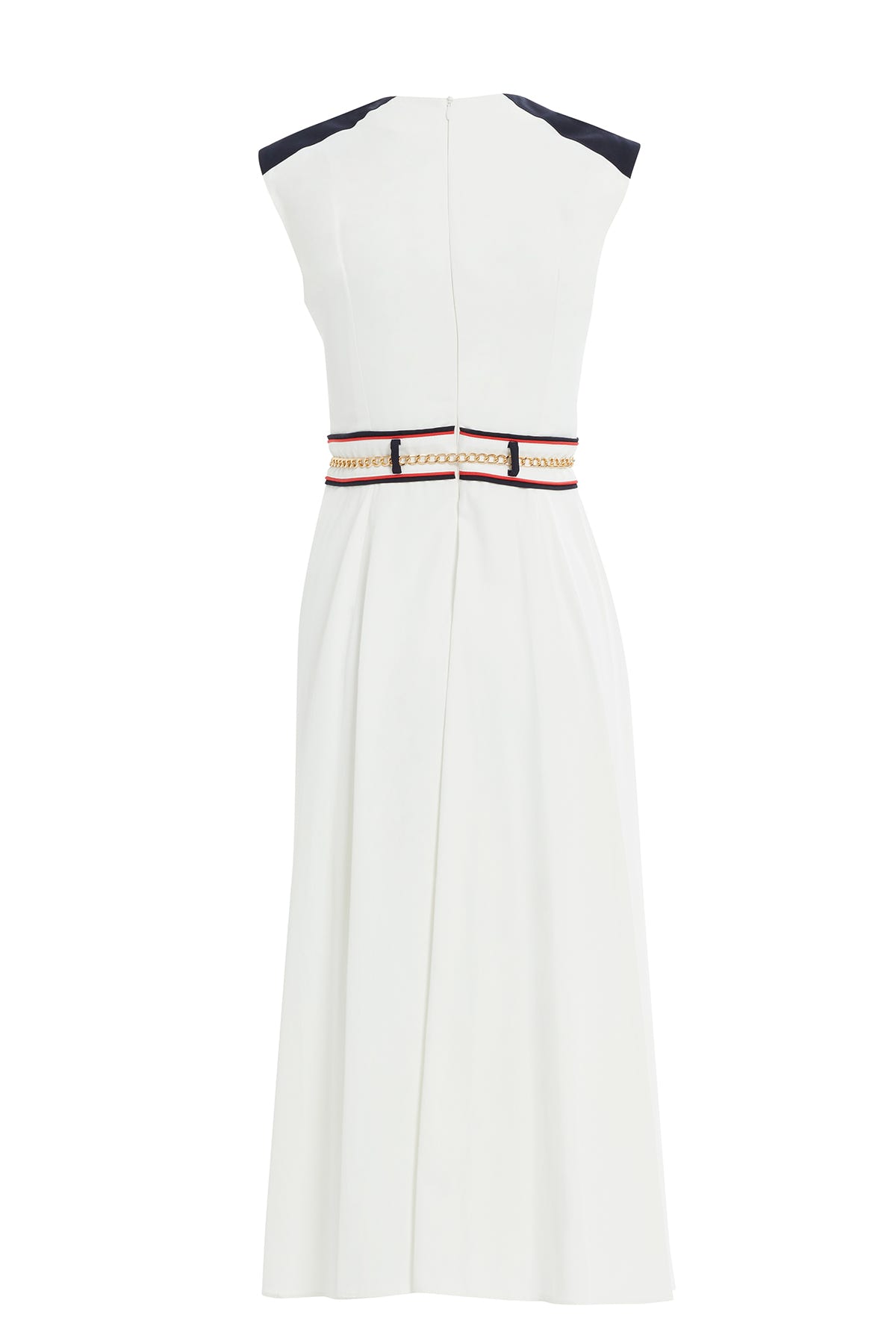 Beli Zincir Aksesuar Kemerli Midi Boy Elbise