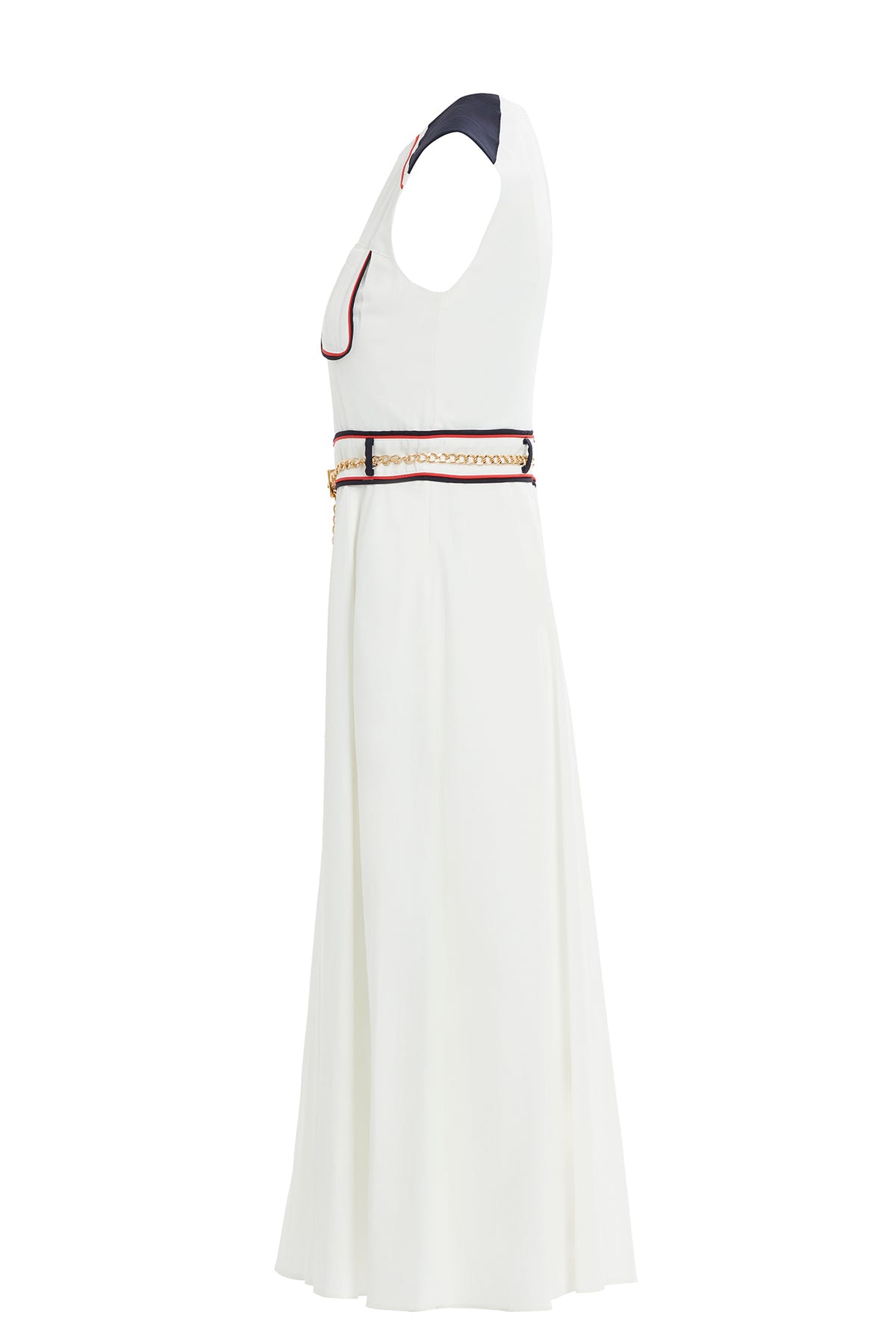 Beli Zincir Aksesuar Kemerli Midi Boy Elbise