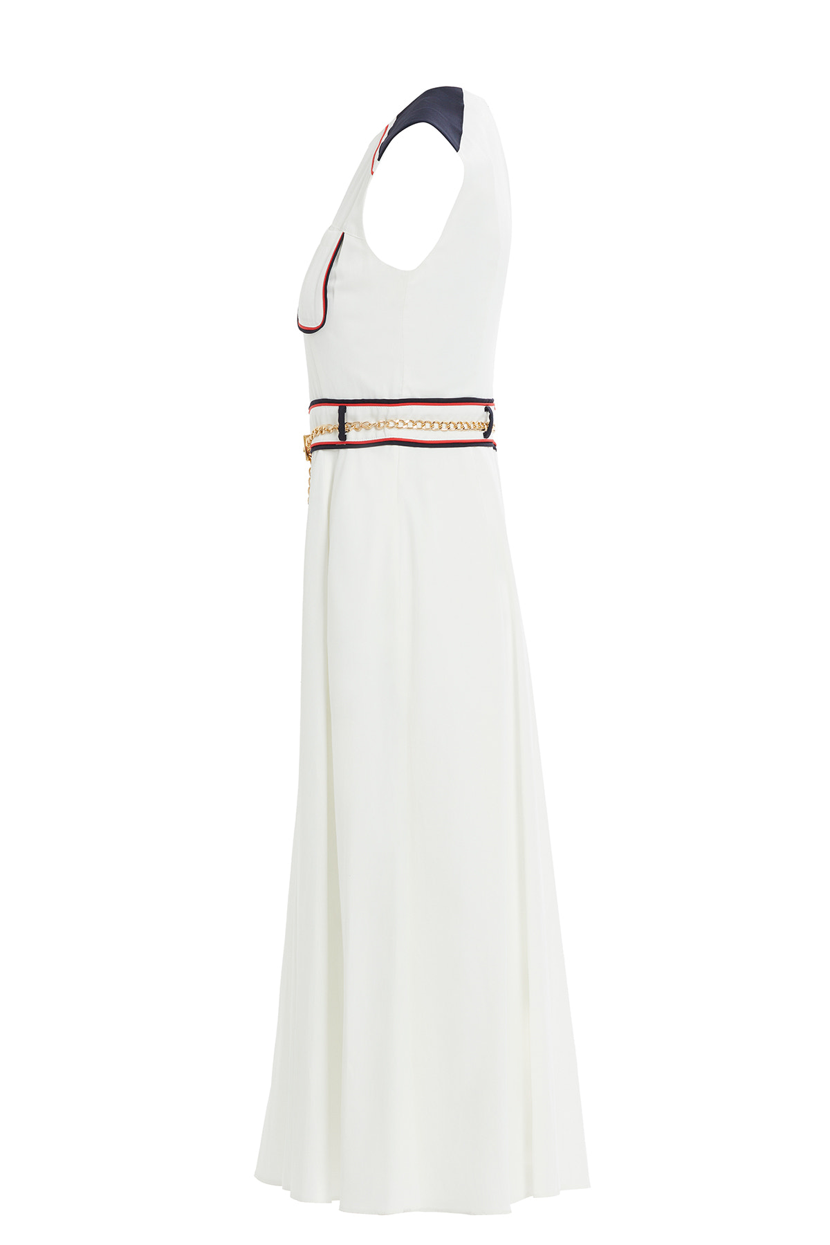 Beli Zincir Aksesuar Kemerli Midi Boy Elbise