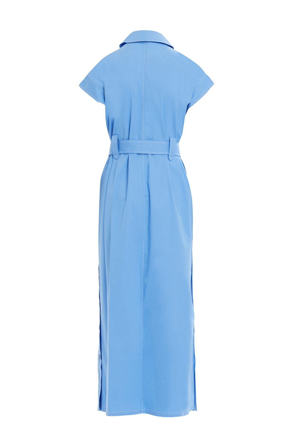 Yaka Gömlek Formunda Düğme Detaylı Maxi Elbise