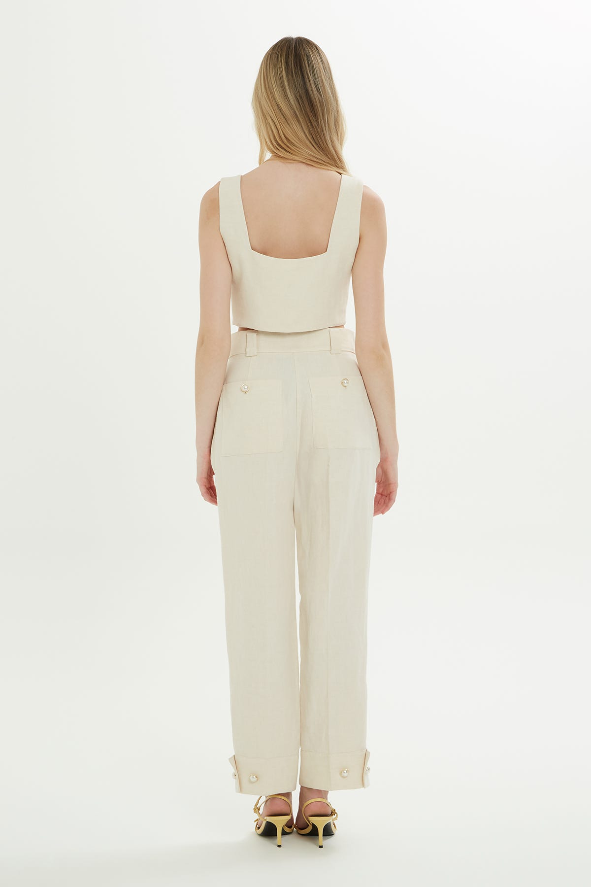 Düğme Detaylı Bol Kesim Kemik Pantolon